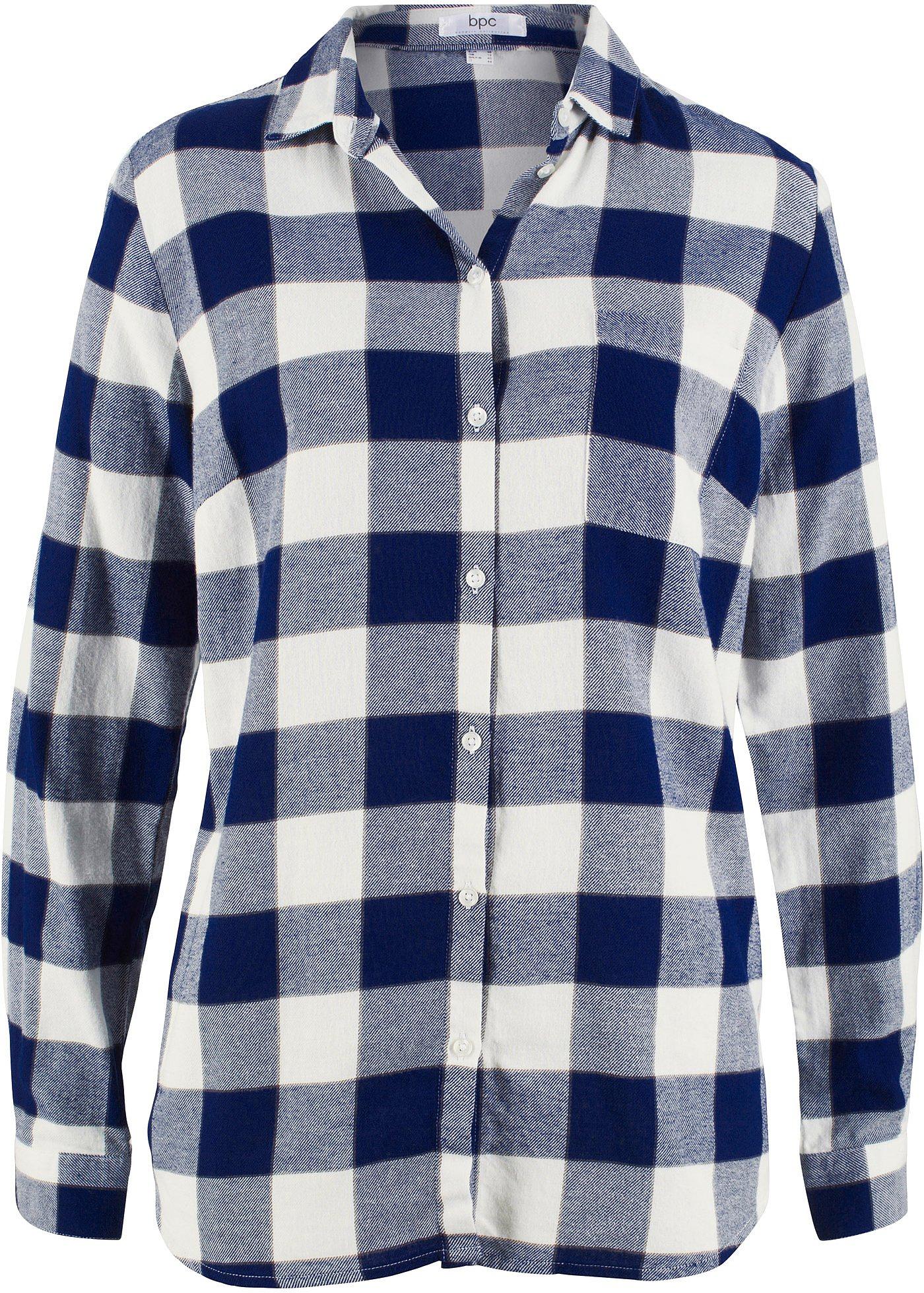 Flanell-Bluse, langarm