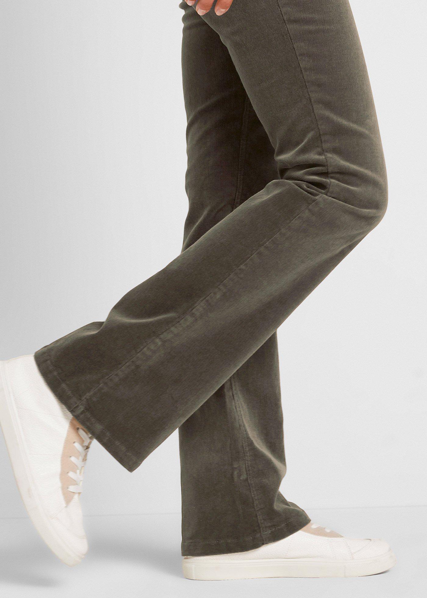 Spodnie sztruksowe ze stretchem o kroju bootcut - Bonprix