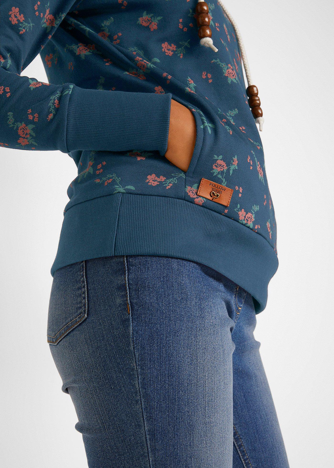 Bluza z kapturem z troczkami z czystej bawełny - Bonprix