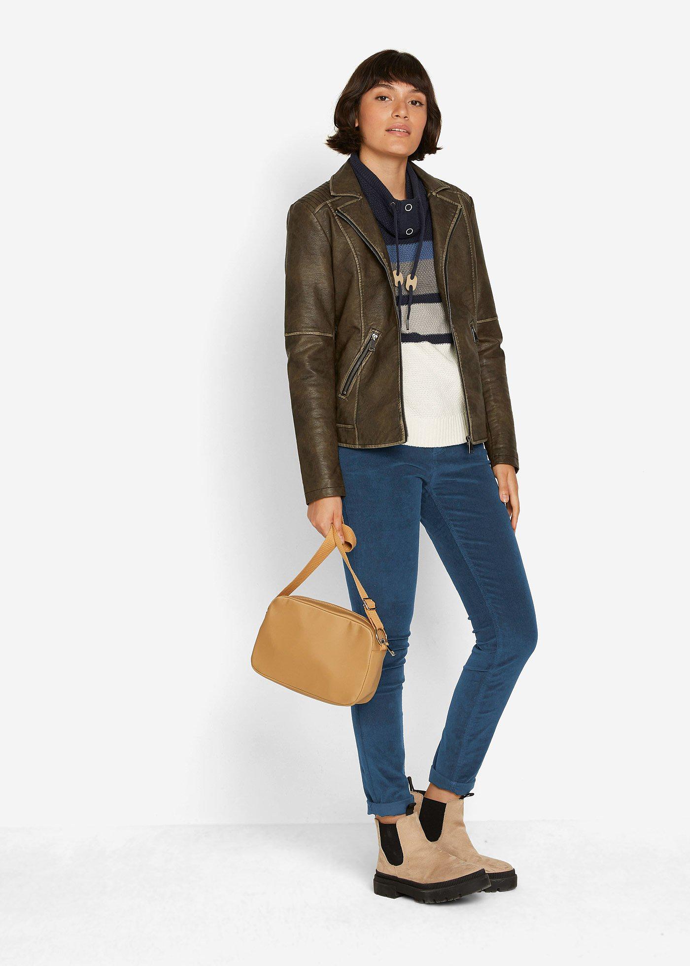 Spodnie sztruksowe Skinny ze stretchem - Bonprix