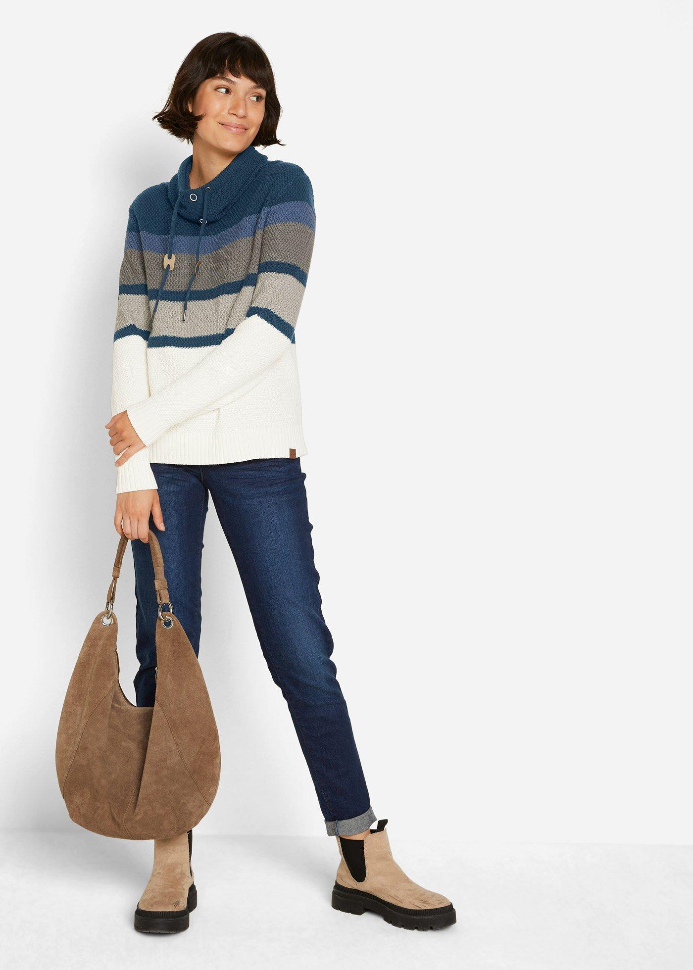 Sweter z wysokim kołnierzem - Bonprix