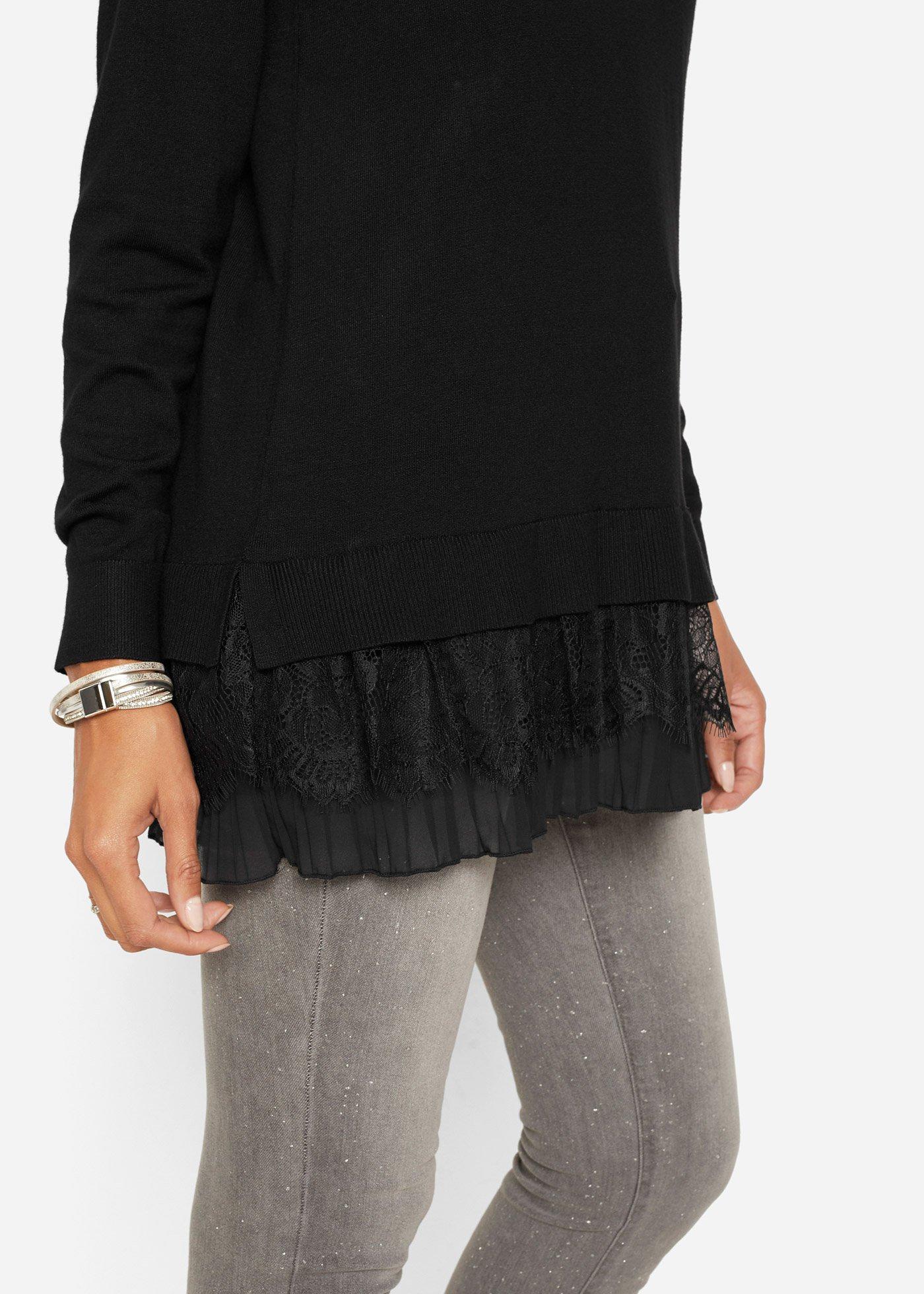 Cienki sweter z lejącej mieszanki wiskozy - Bonprix