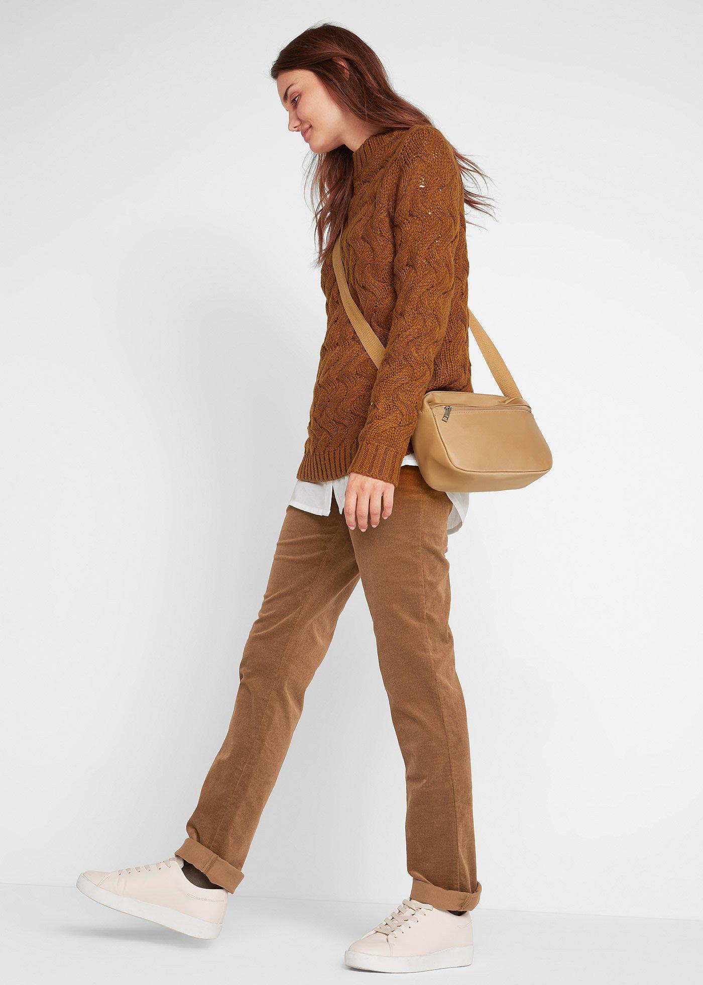 Spodnie sztruksowe ze stretchem, straight - Bonprix