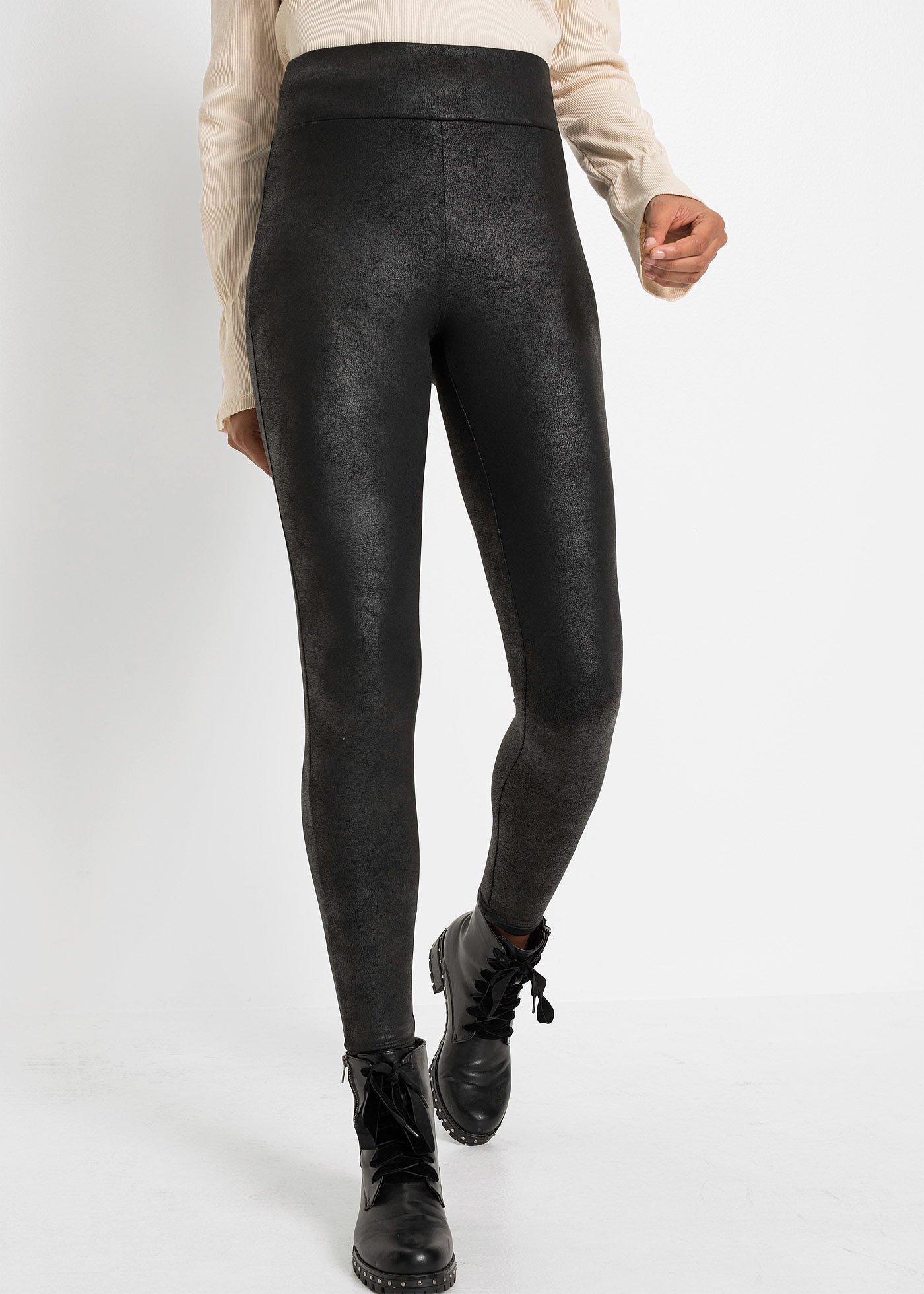 Legginsy ocieplane z połyskującą powłoką - Bonprix