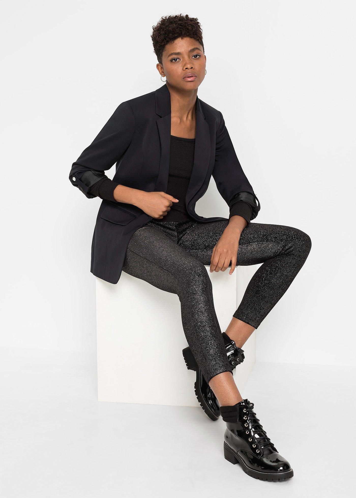 Legginsy z połyskiem z aksamitu - Bonprix