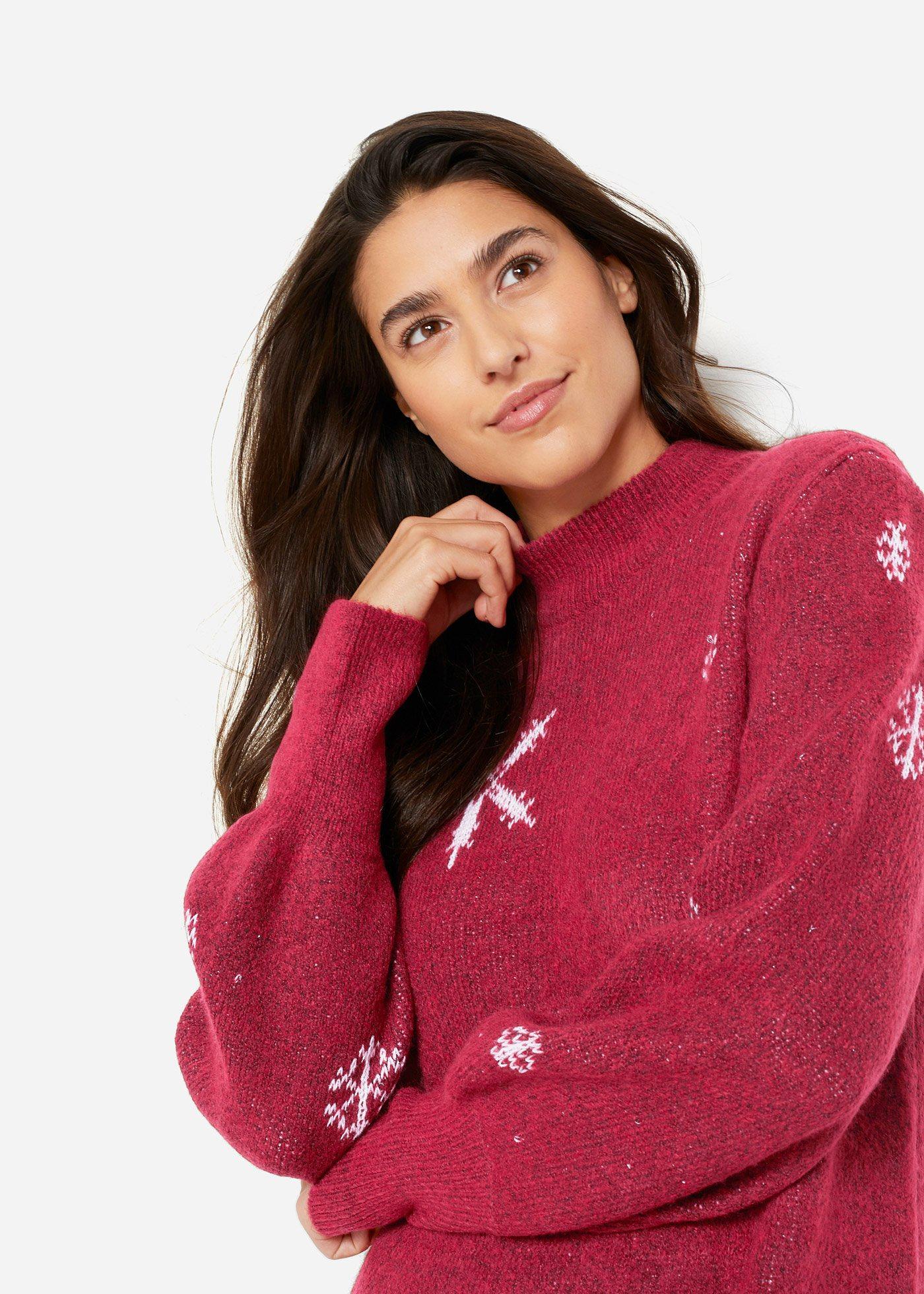 Sukienka dzianinowa w płatki śniegu - Bonprix