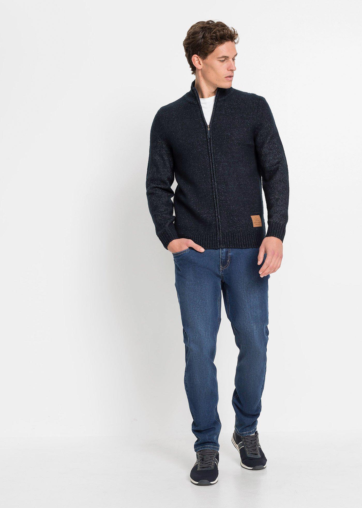 Sweter rozpinany ze stójką - Bonprix