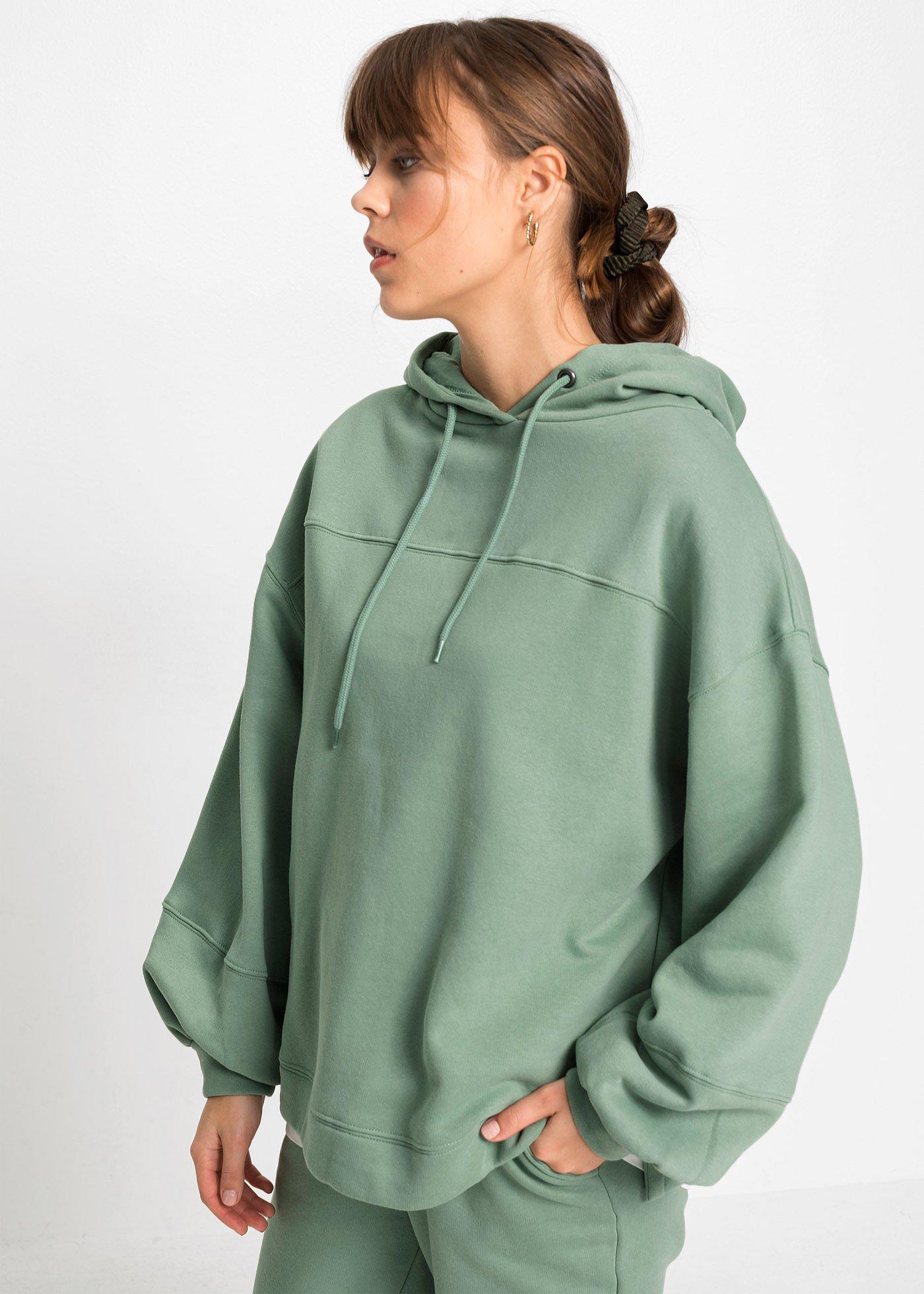 Bluza z kapturem oversized, z miękkiego materiału z bawełną - Bonprix