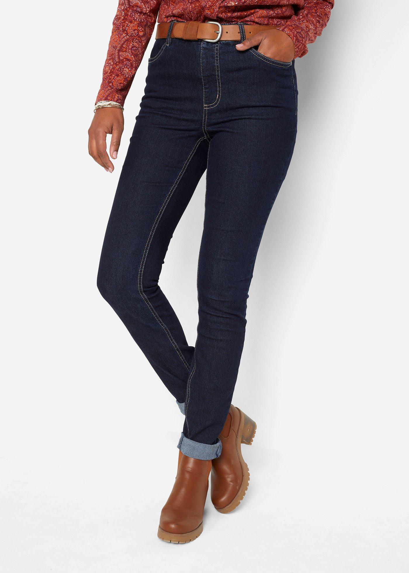 Jegginsy high-waist z wygodnym paskiem - Bonprix