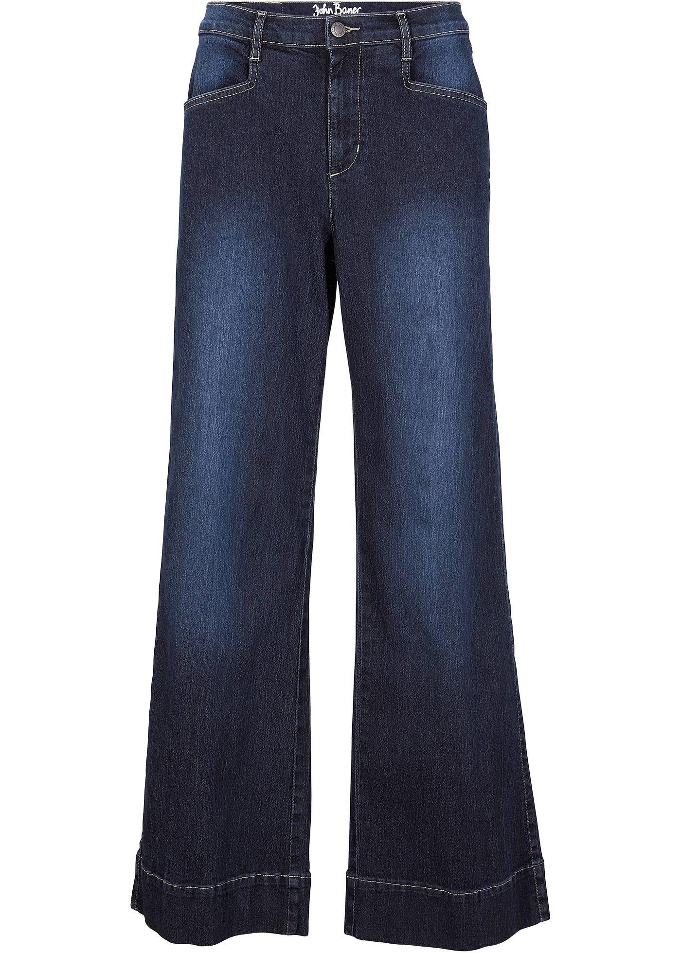 Jean large taille mi-haute, extensible