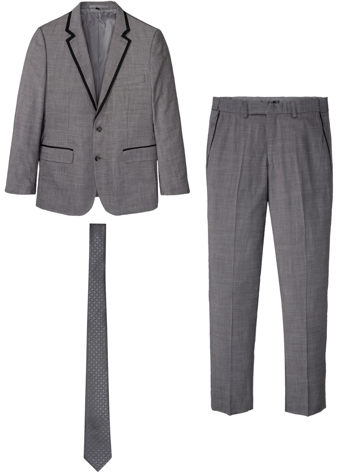 Anzug (3-tlg.Set): Sakko, Hose, Krawatte Slim Fit