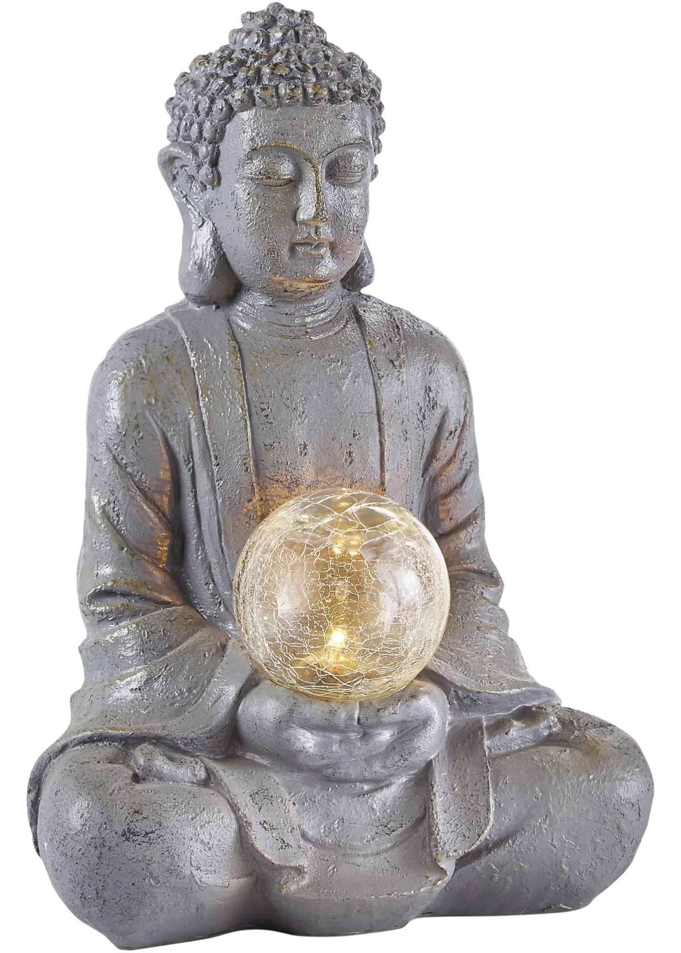 Solar Dekoleuchte Buddha mit Leuchtkugel