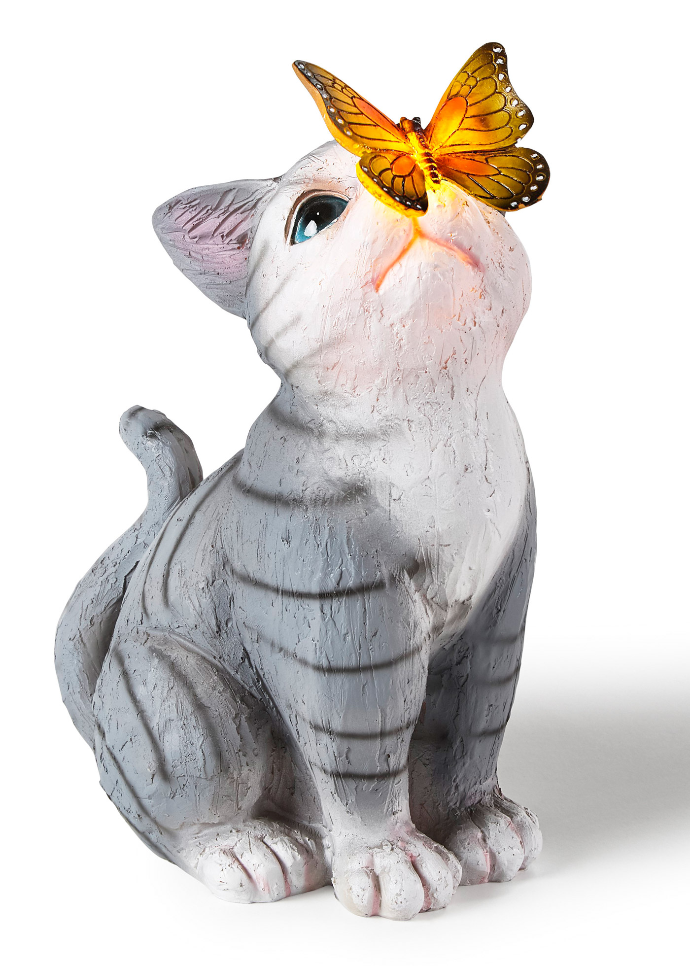 Solar Dekoleuchte Katze mit Schmetterling