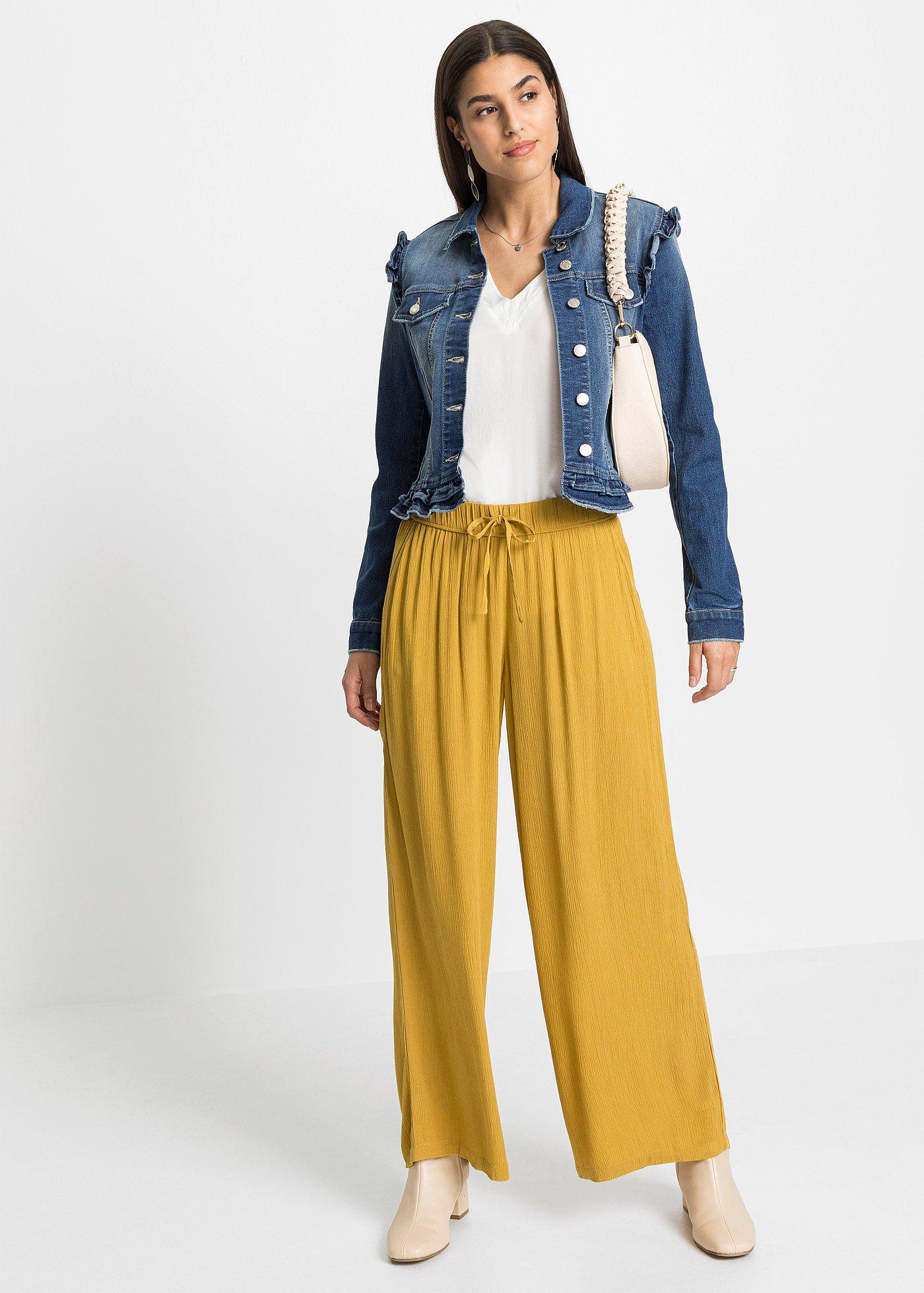 Kurtka dżinsowa z falbanami - Bonprix