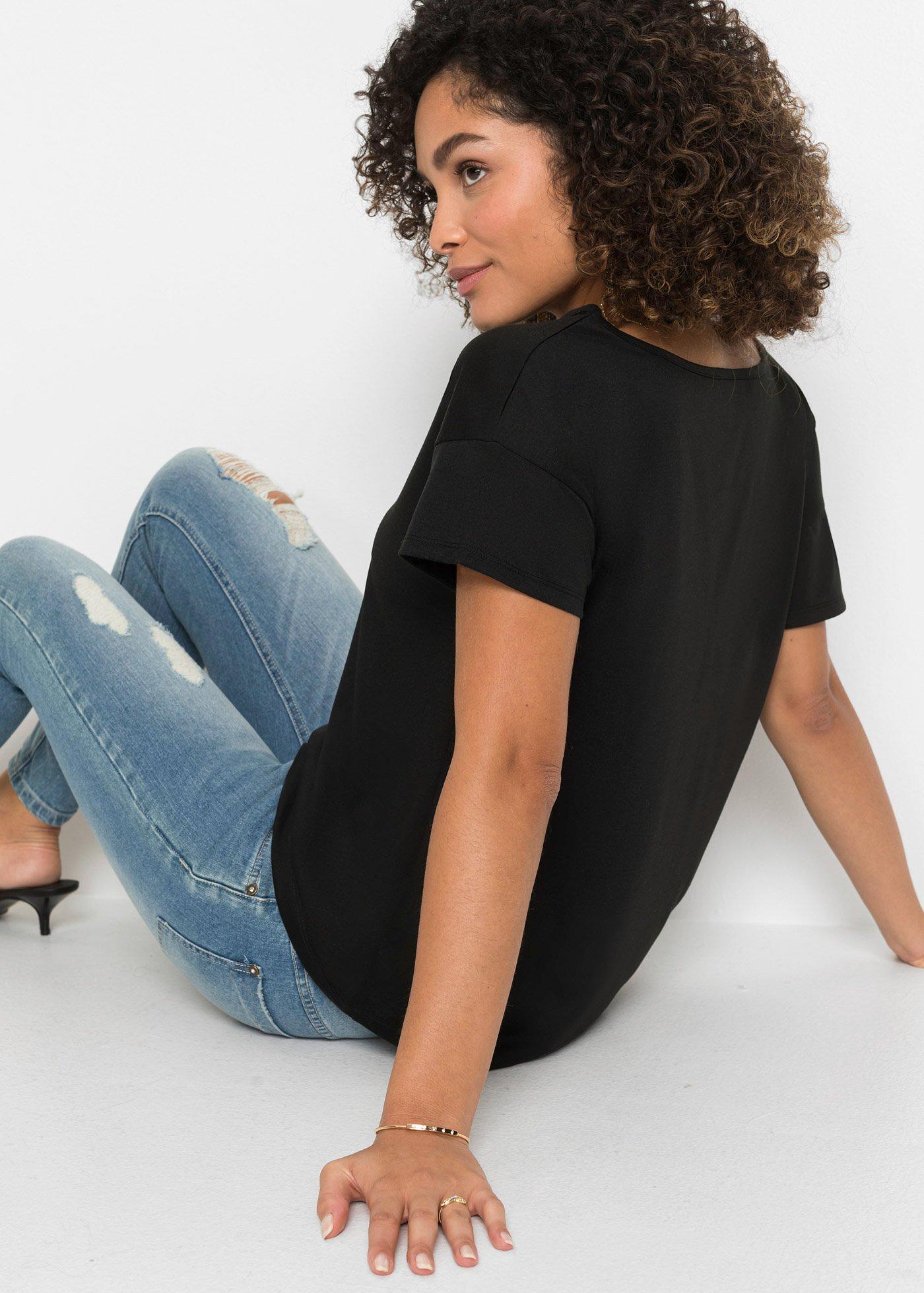 Shirt z wycięciem - Bonprix