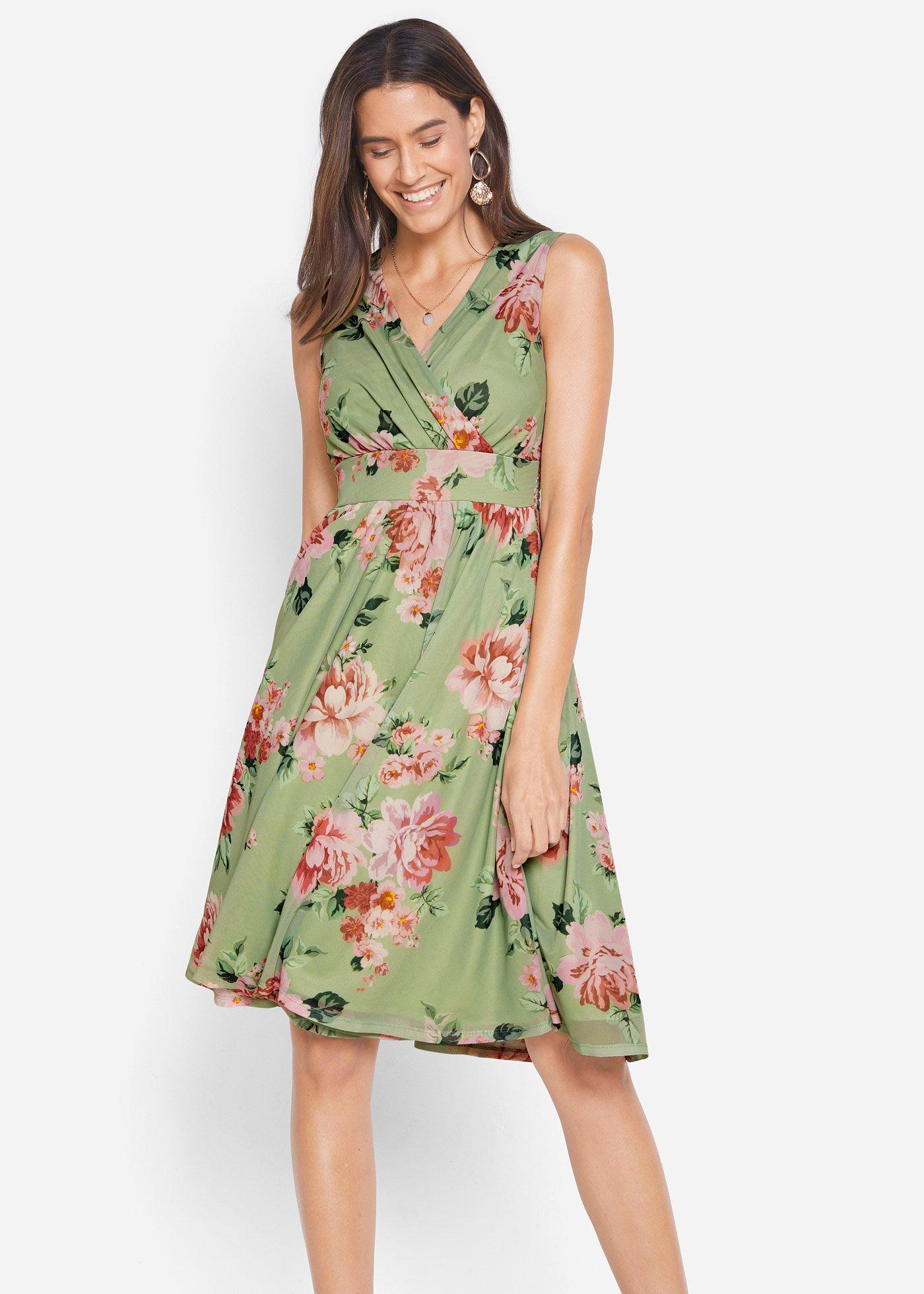 Verspieltes Kleid mit Blumendruck - grün - Damen | bonprix