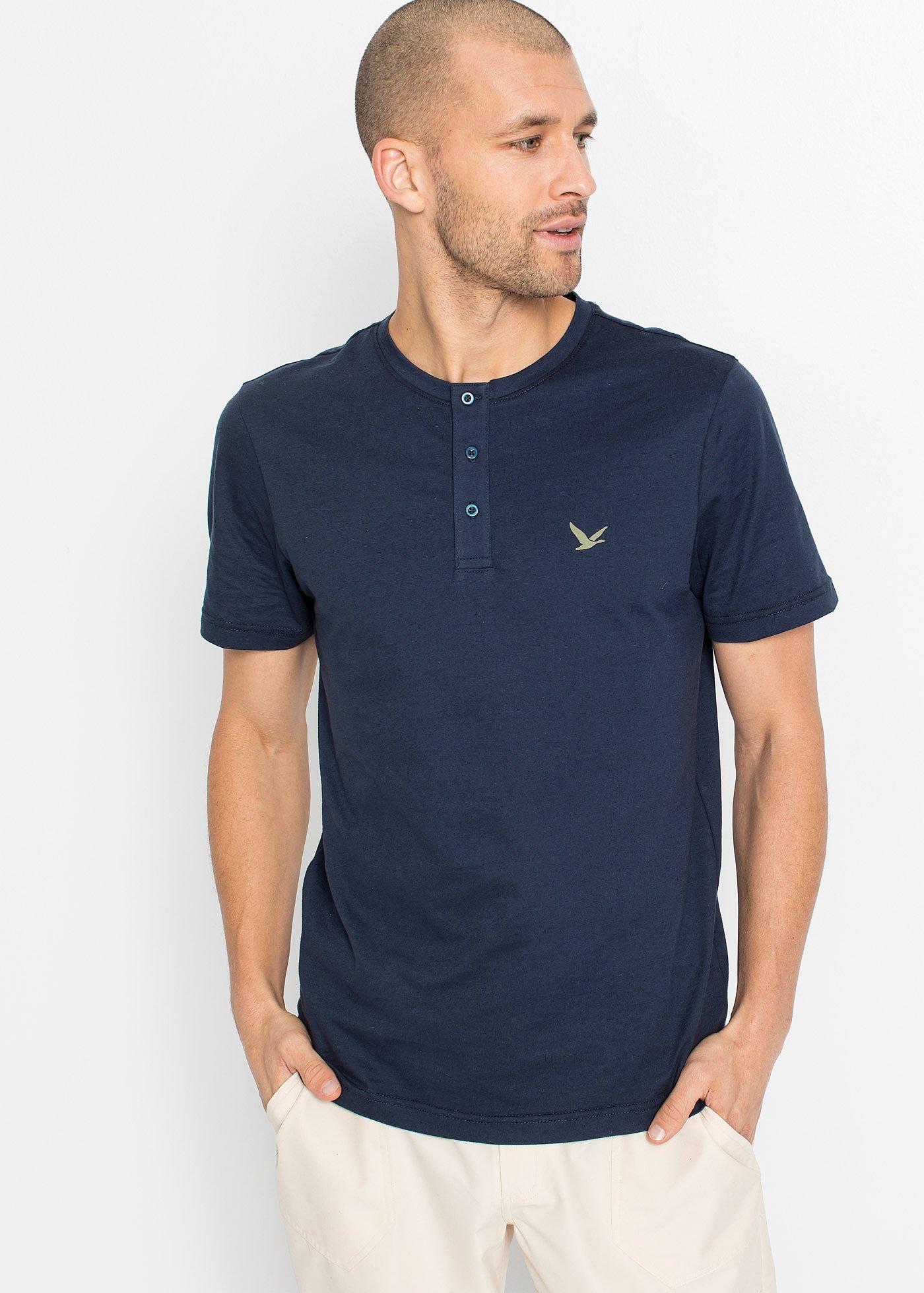 Koszulki z dekoltem henley (3 szt.) z czystej bawełny organicznej - Bonprix