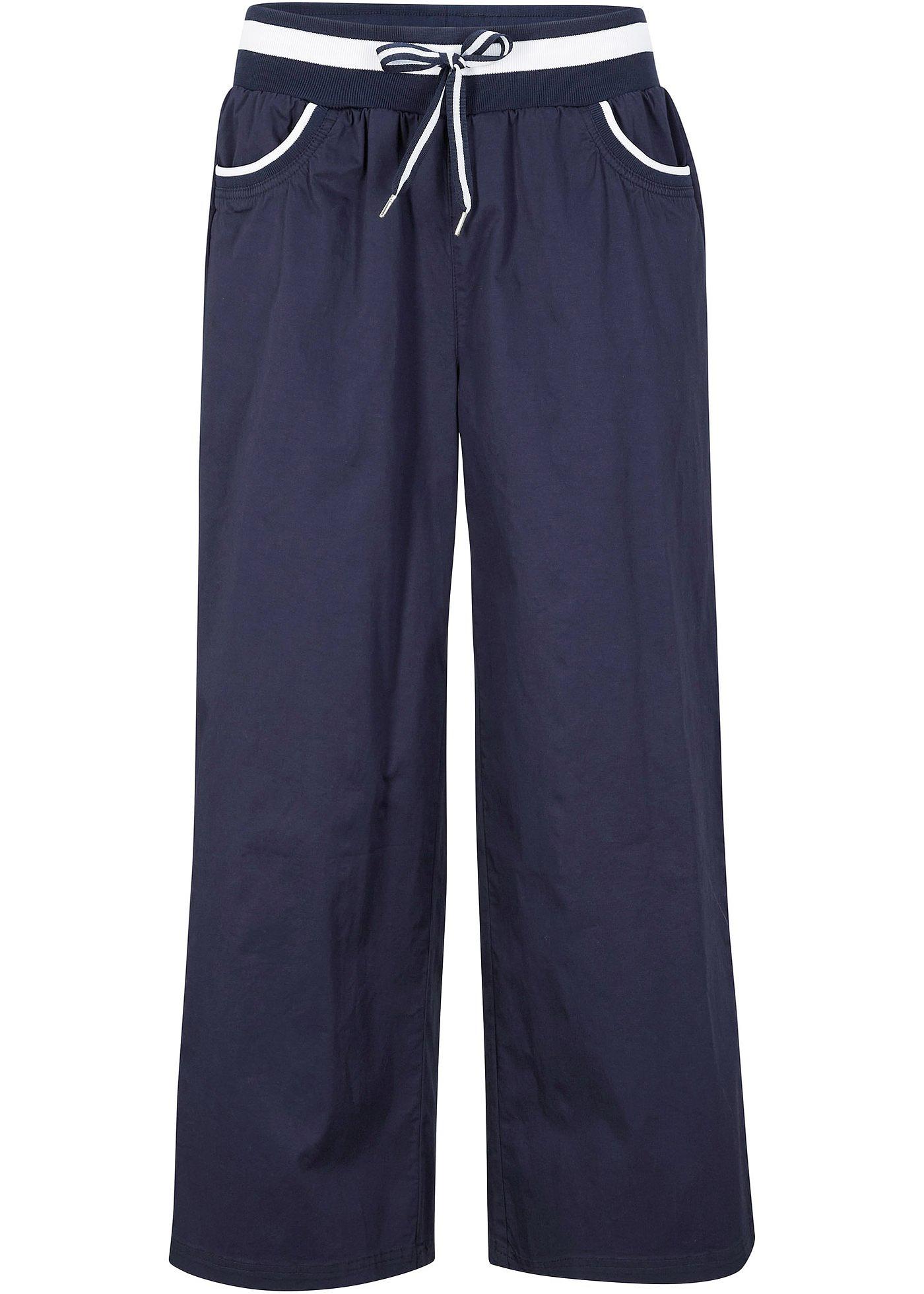 Pantalon large en coton paper touch à taille élastique
