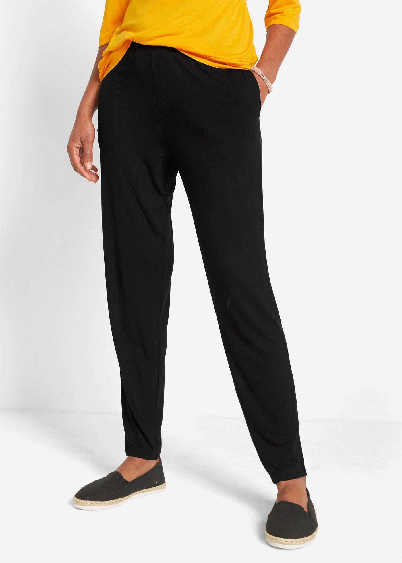 Spodnie z gumką w talii, high waist (2 pary) - Bonprix