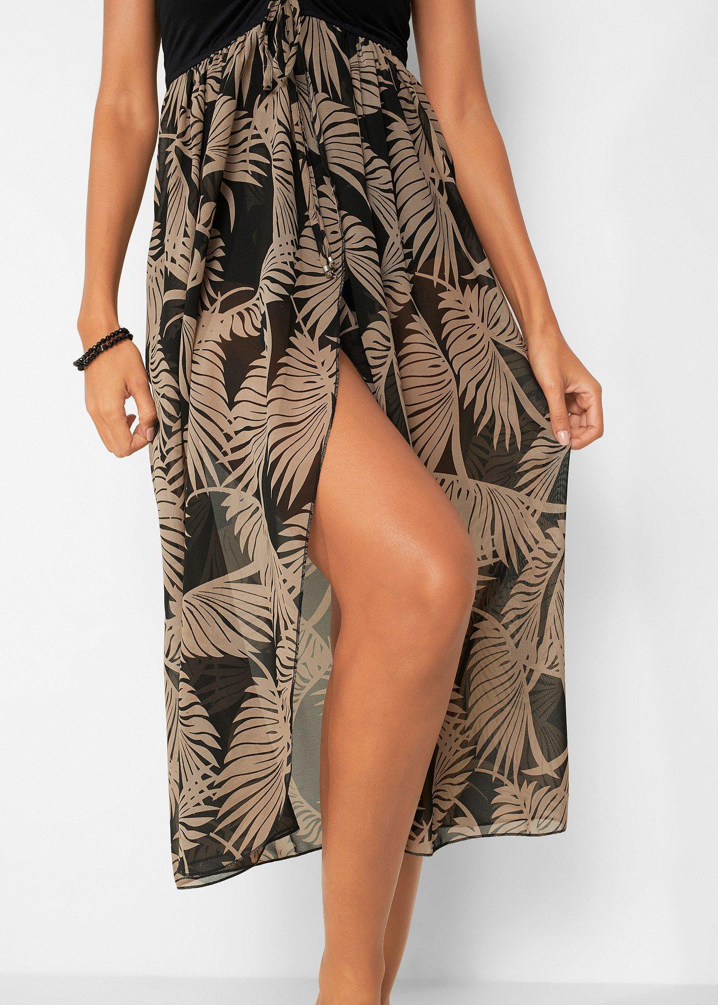 Sukienka plażowa z szyfonu, z dekoltem bandeau - Bonprix