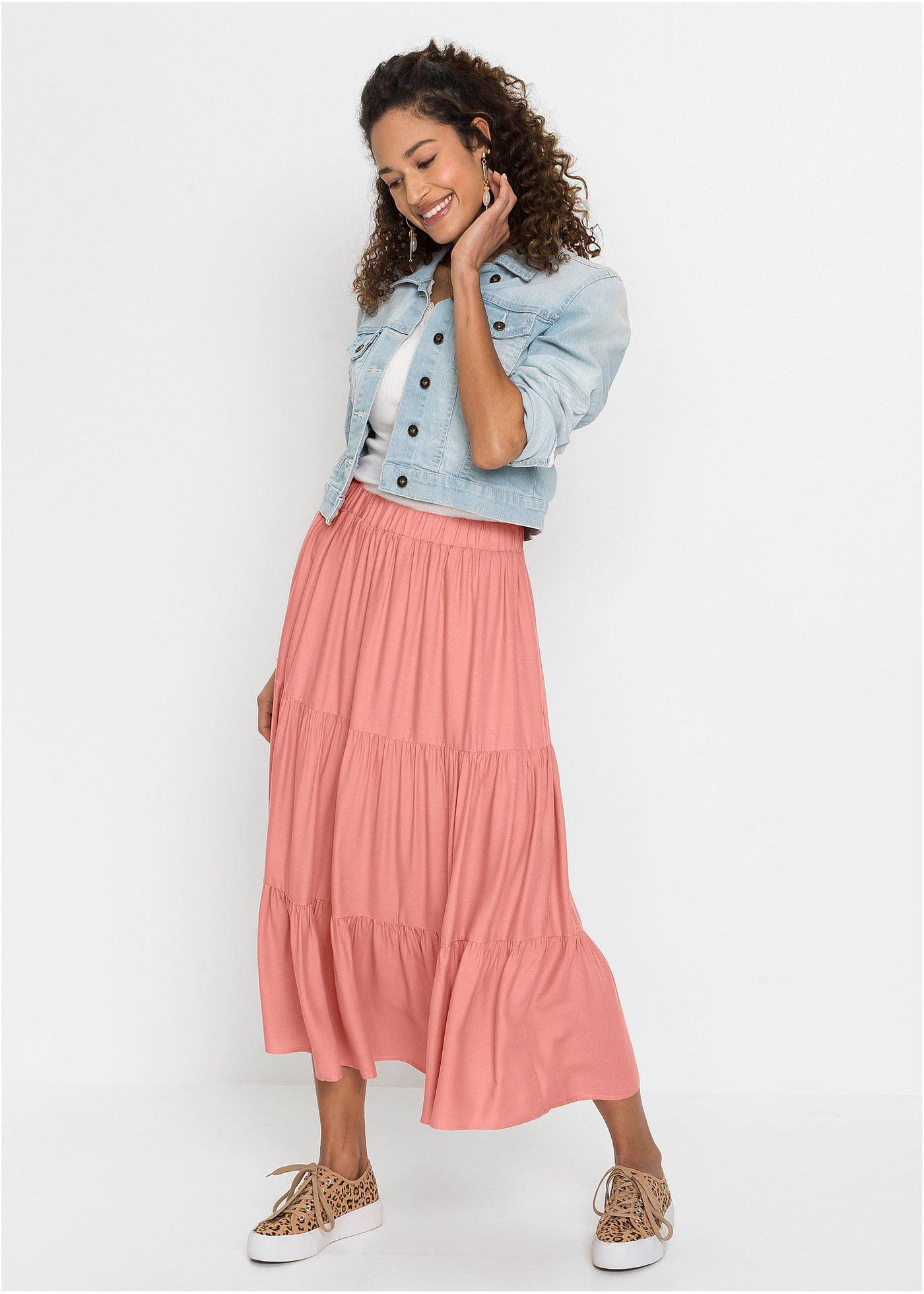 Spódnica midi z kreszowanej wiskozy - Bonprix