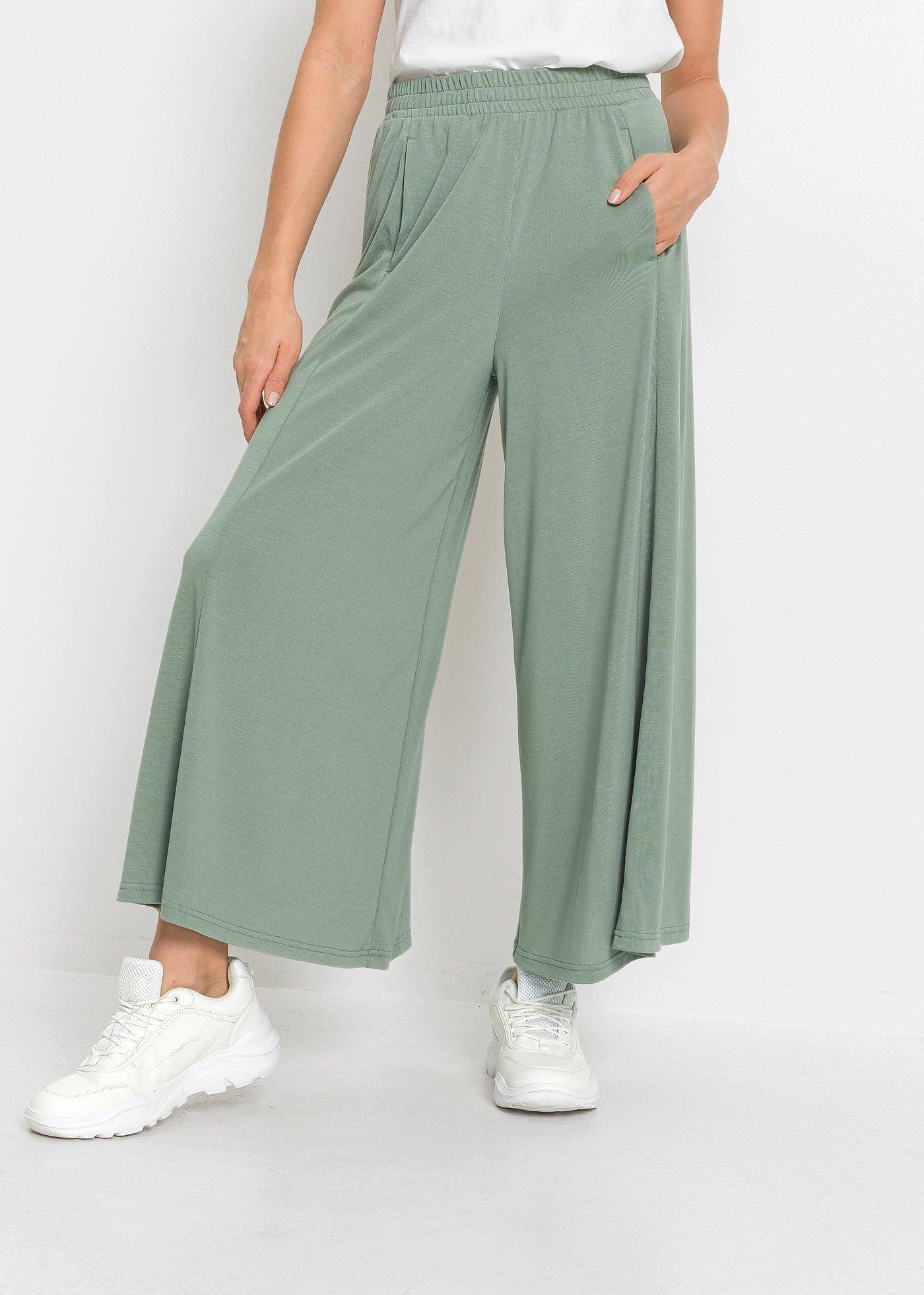 Spodnie culotte z dżerseju, z szerokimi nogawkami - Bonprix