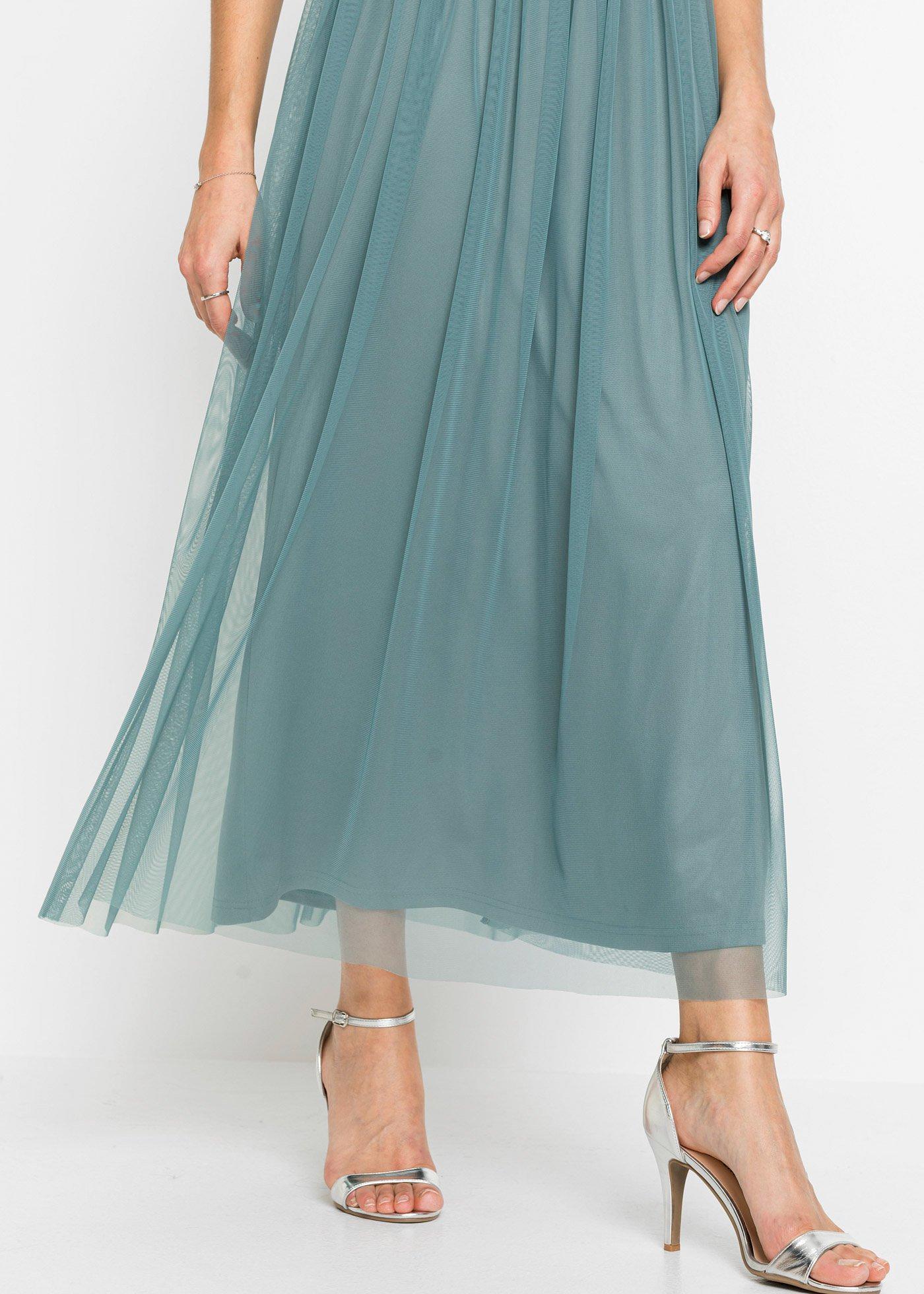 Długa sukienka z aplikacją z cekinów - Bonprix