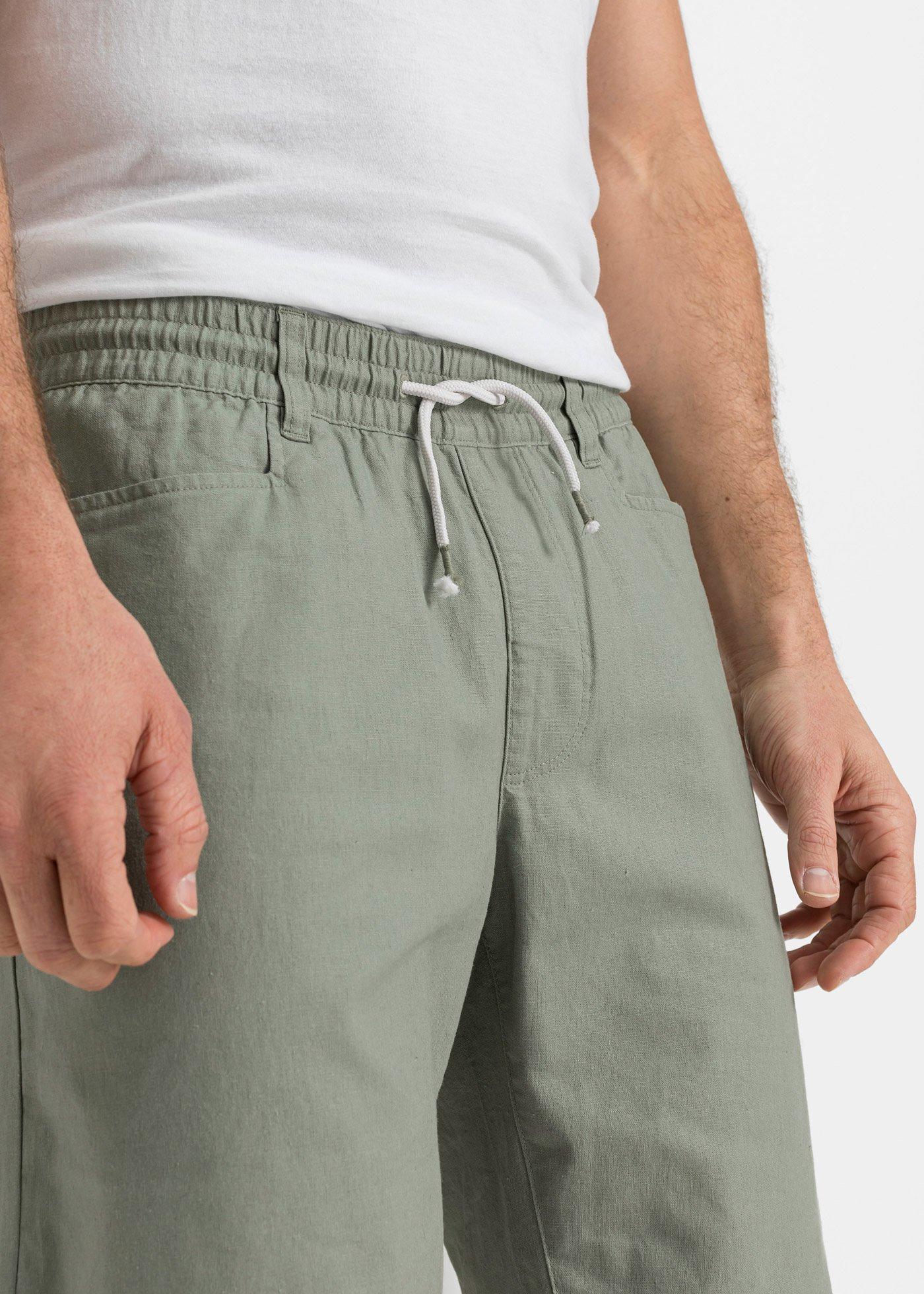 Bermudy z gumką w talii, z przewiewnego materiału z lnem, regular fit - Bonprix