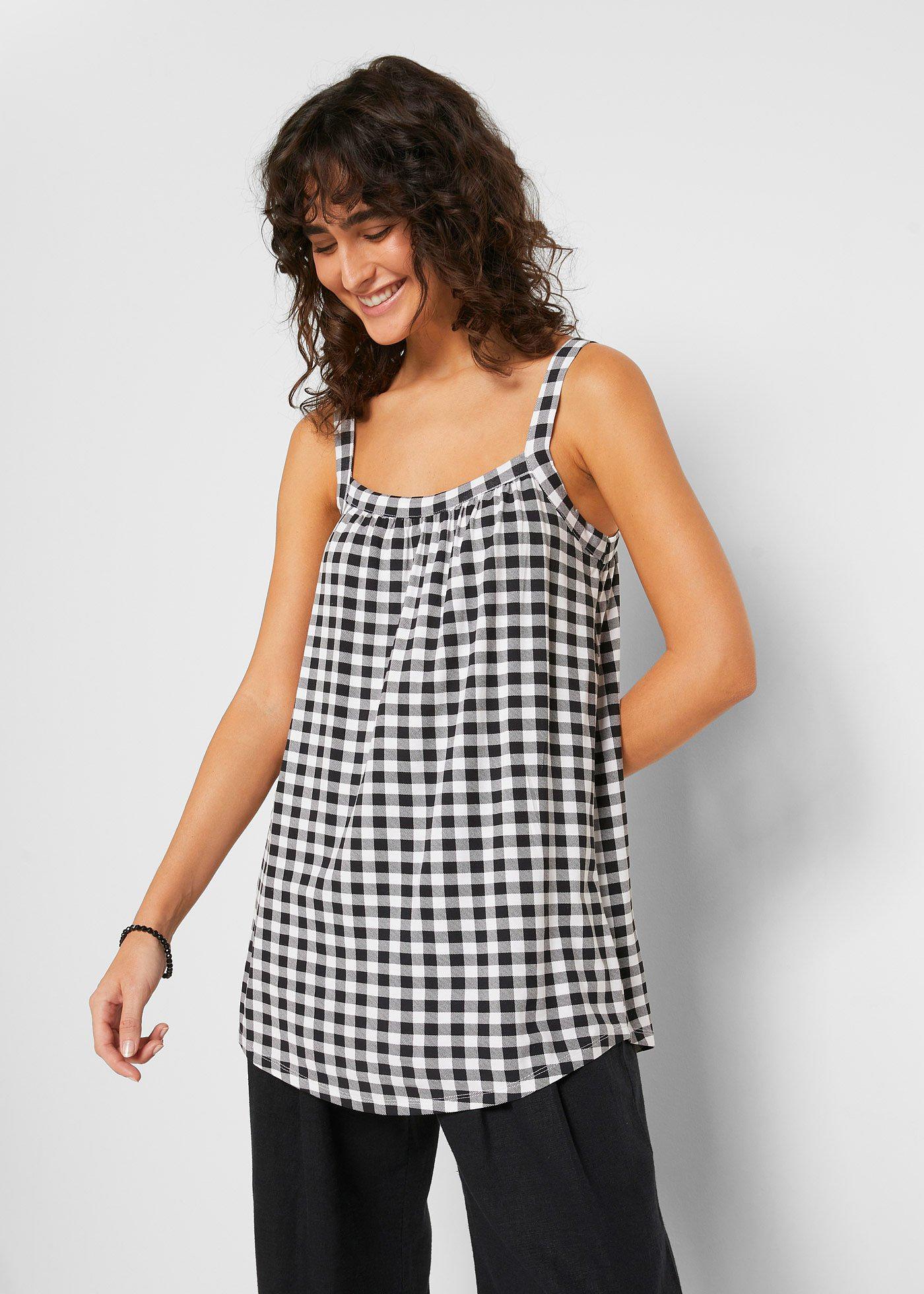 Top w fasonie o linii litery A, w kratę - Bonprix