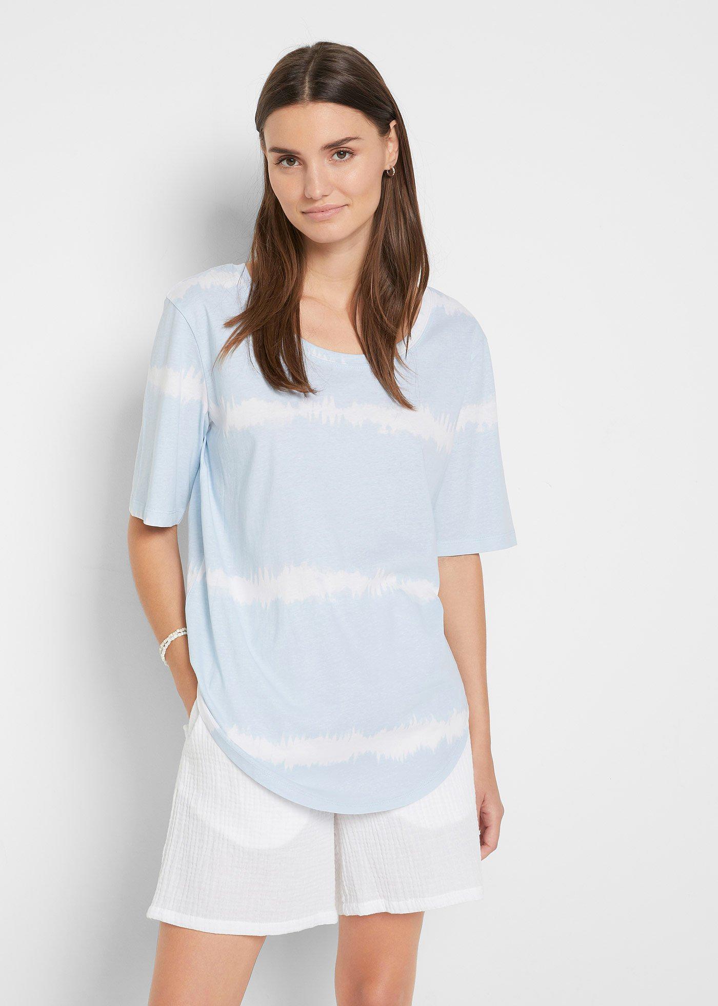 Shirt bawełniany z batikowym nadrukiem, rękawy 1/2 - Bonprix
