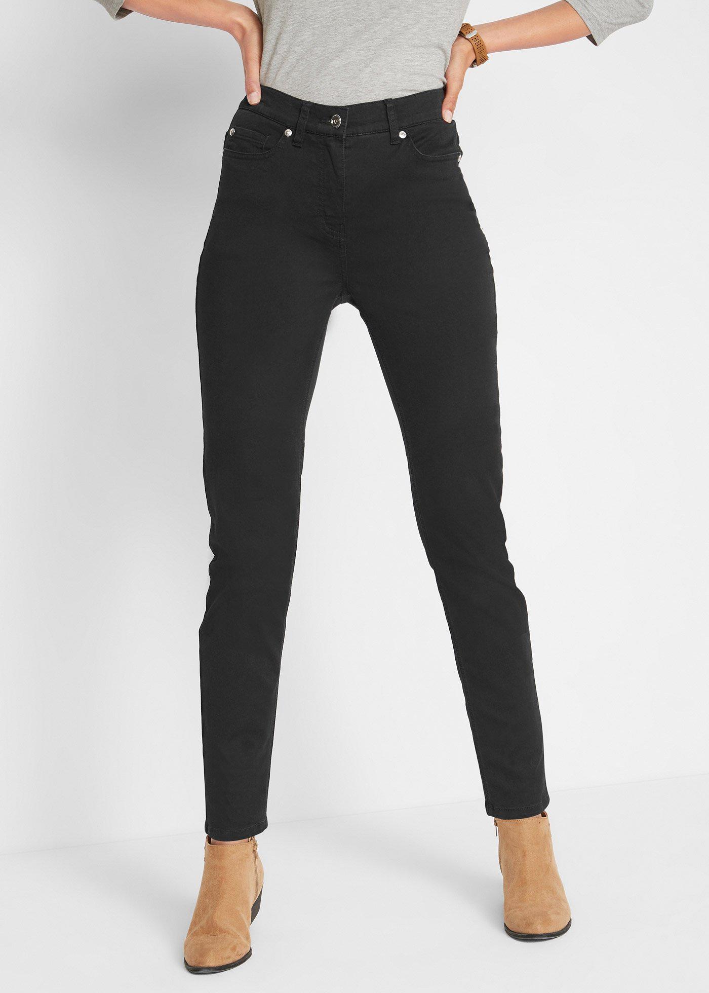 Dżinsy o kroju slim fit, mid waist, z wygodnym paskiem - Bonprix