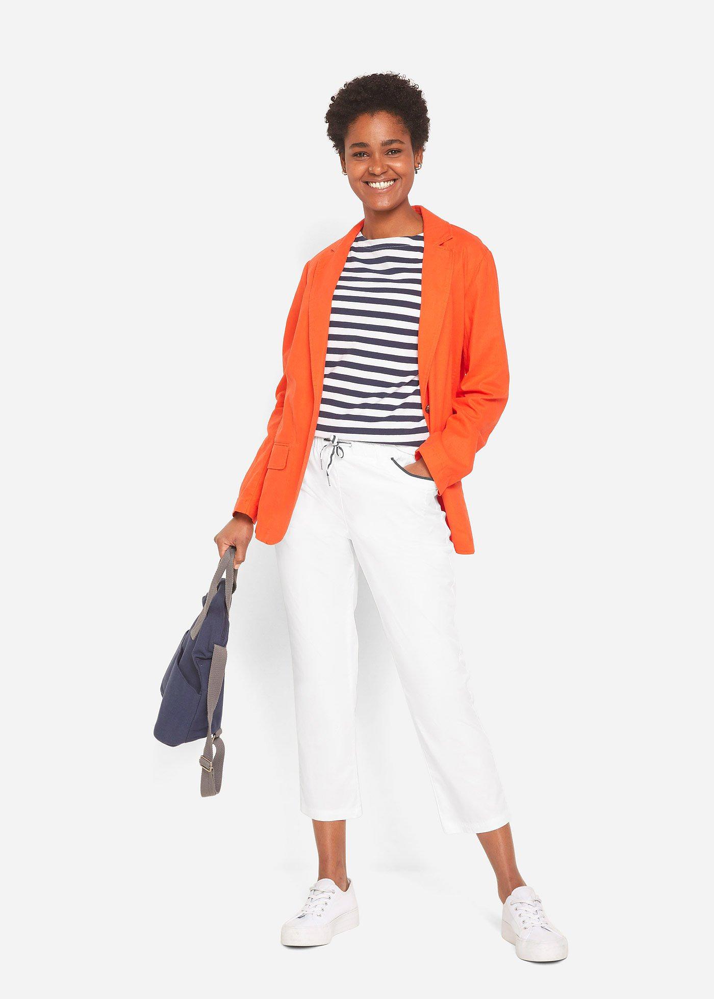 Spodnie 7/8 papertouch z wygodnym paskiem - Bonprix