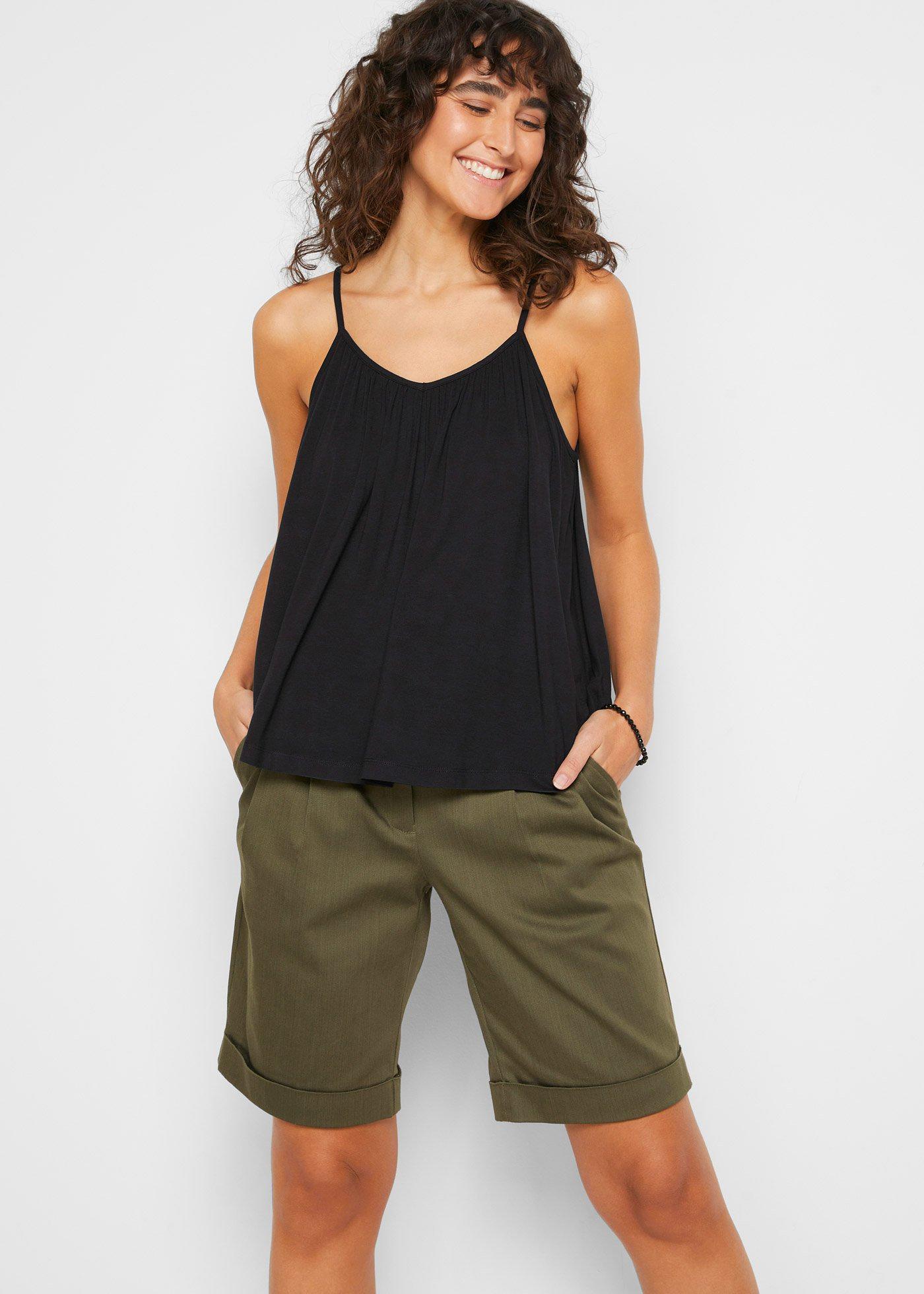 Top na wąskich ramiączkach z lejącej wiskozy - Bonprix