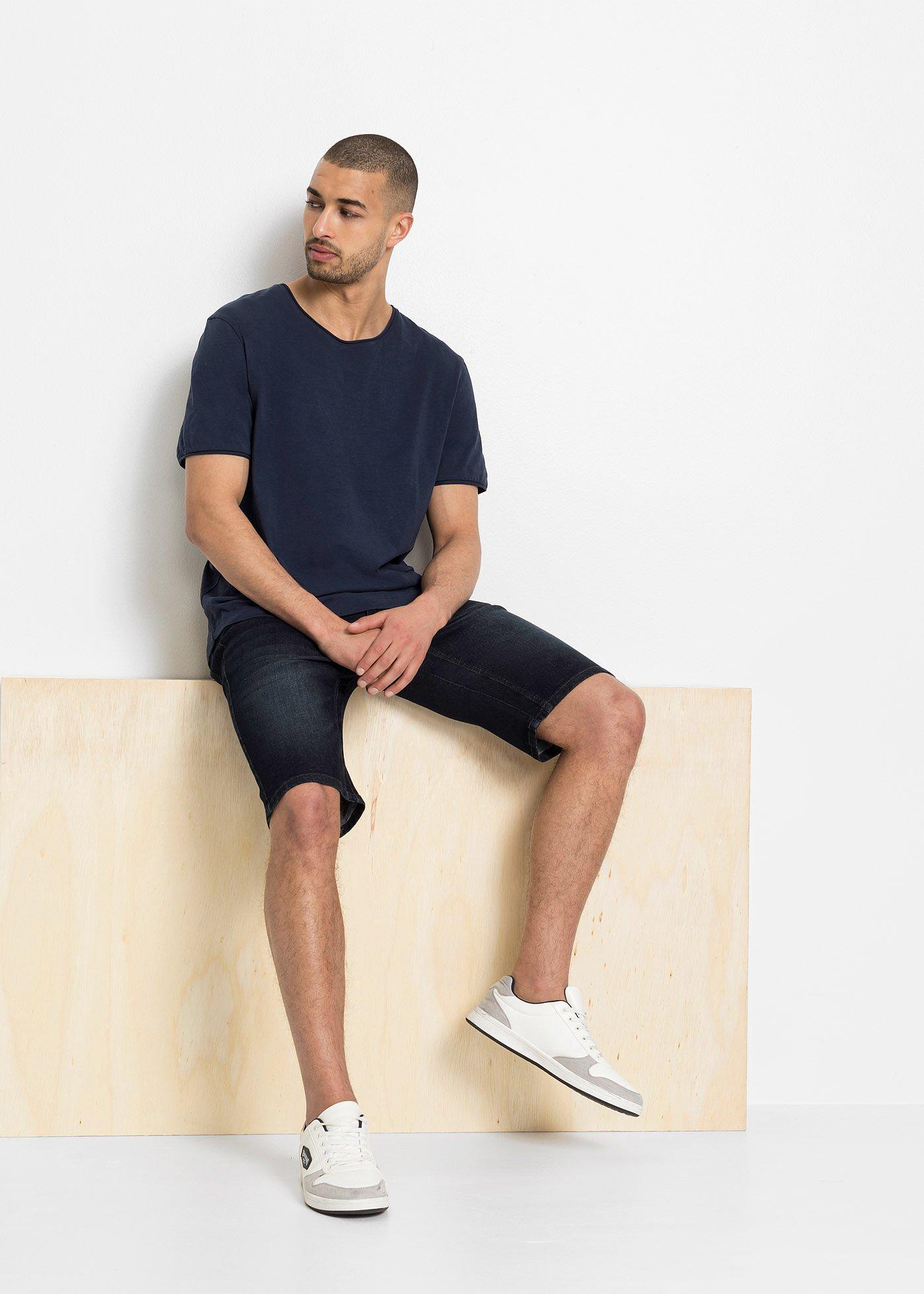 Bermudy jeansowe ze stretchem i wzmocnionym krokiem, regular fit - Bonprix