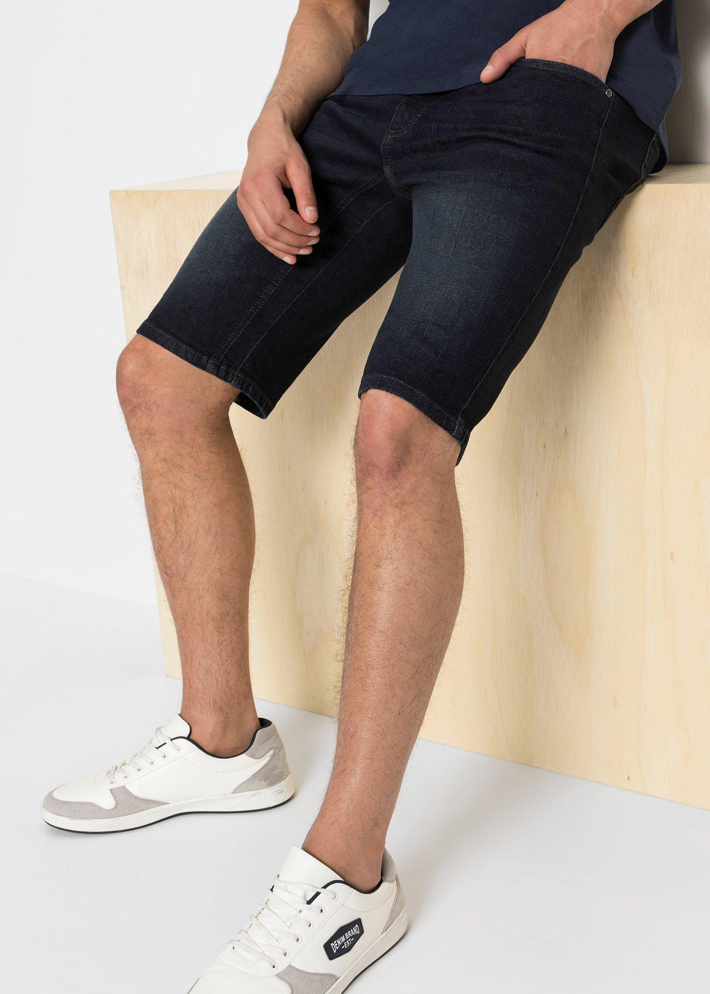 Bermudy jeansowe ze stretchem i wzmocnionym krokiem, regular fit - Bonprix