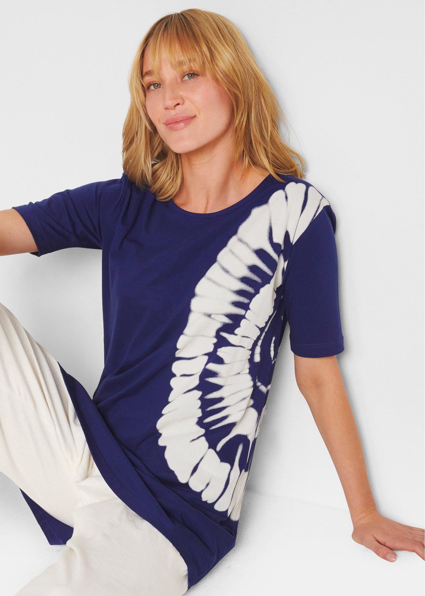 Shirt oversize w batikowy wzór, bawełna organiczna - Bonprix