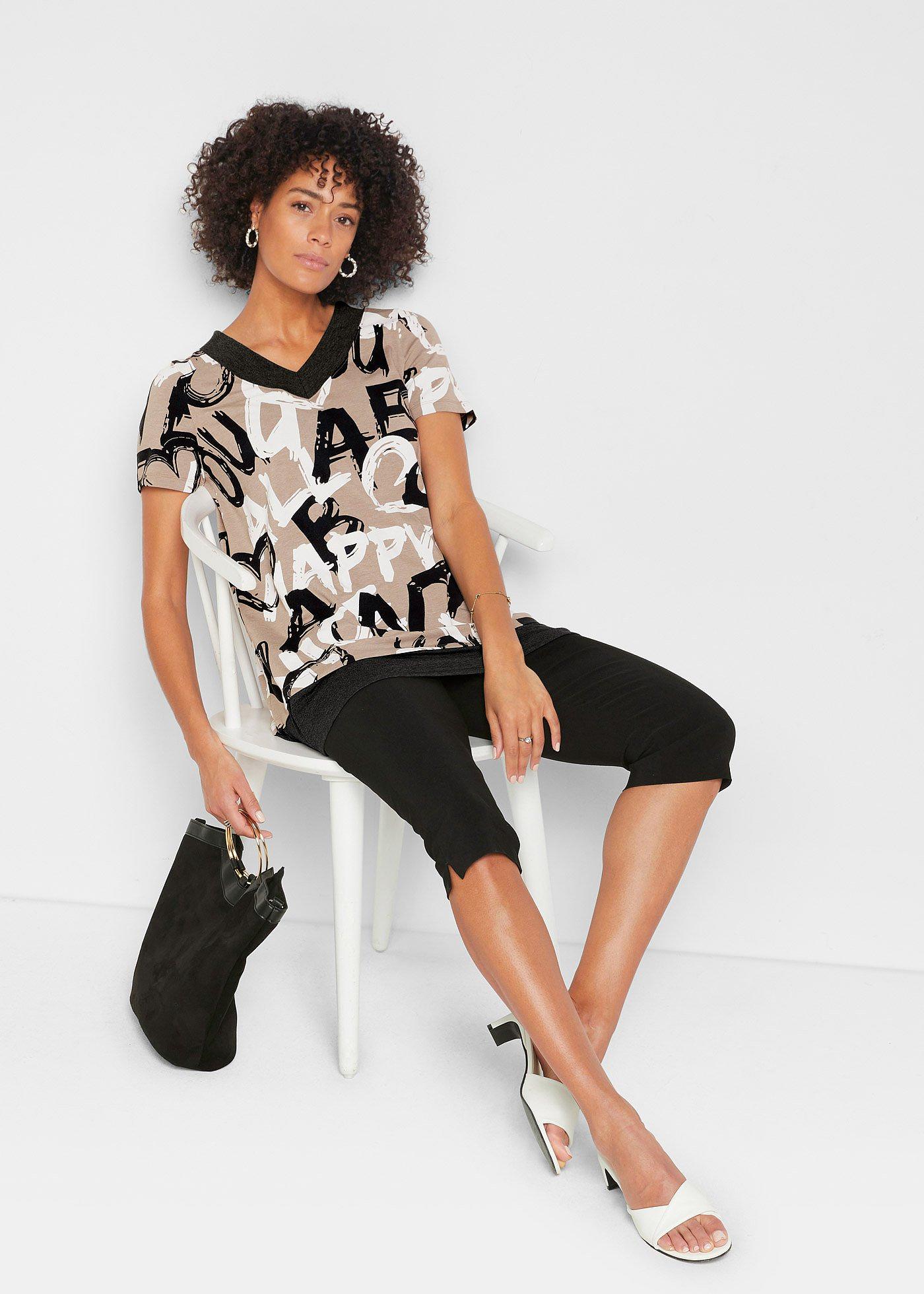 Długa bluzka z krótkim rękawem - Bonprix