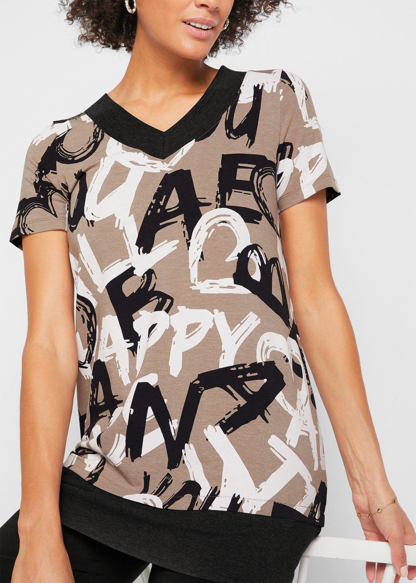 Długa bluzka z krótkim rękawem - Bonprix