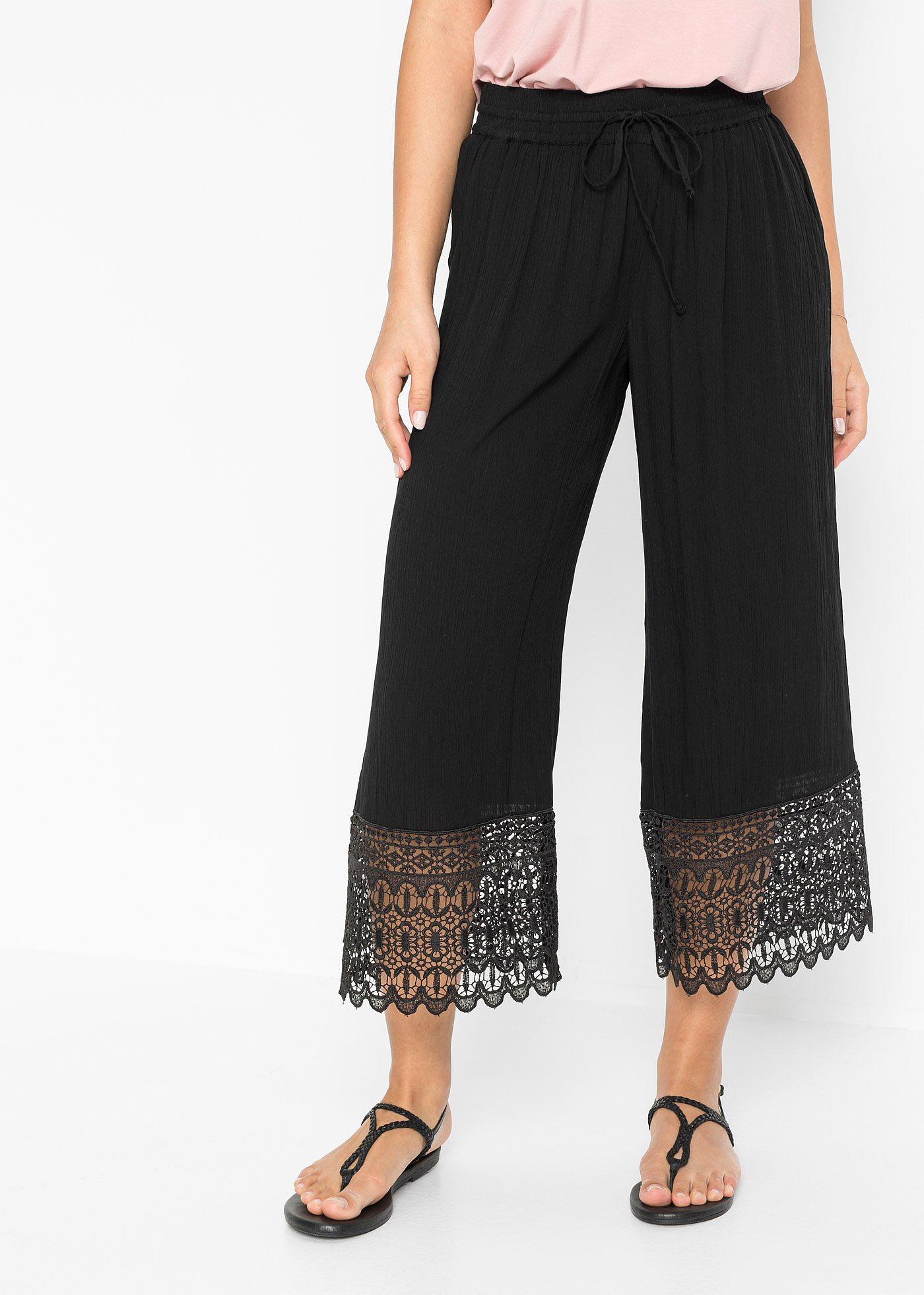 Spodnie culotte z koronką - Bonprix