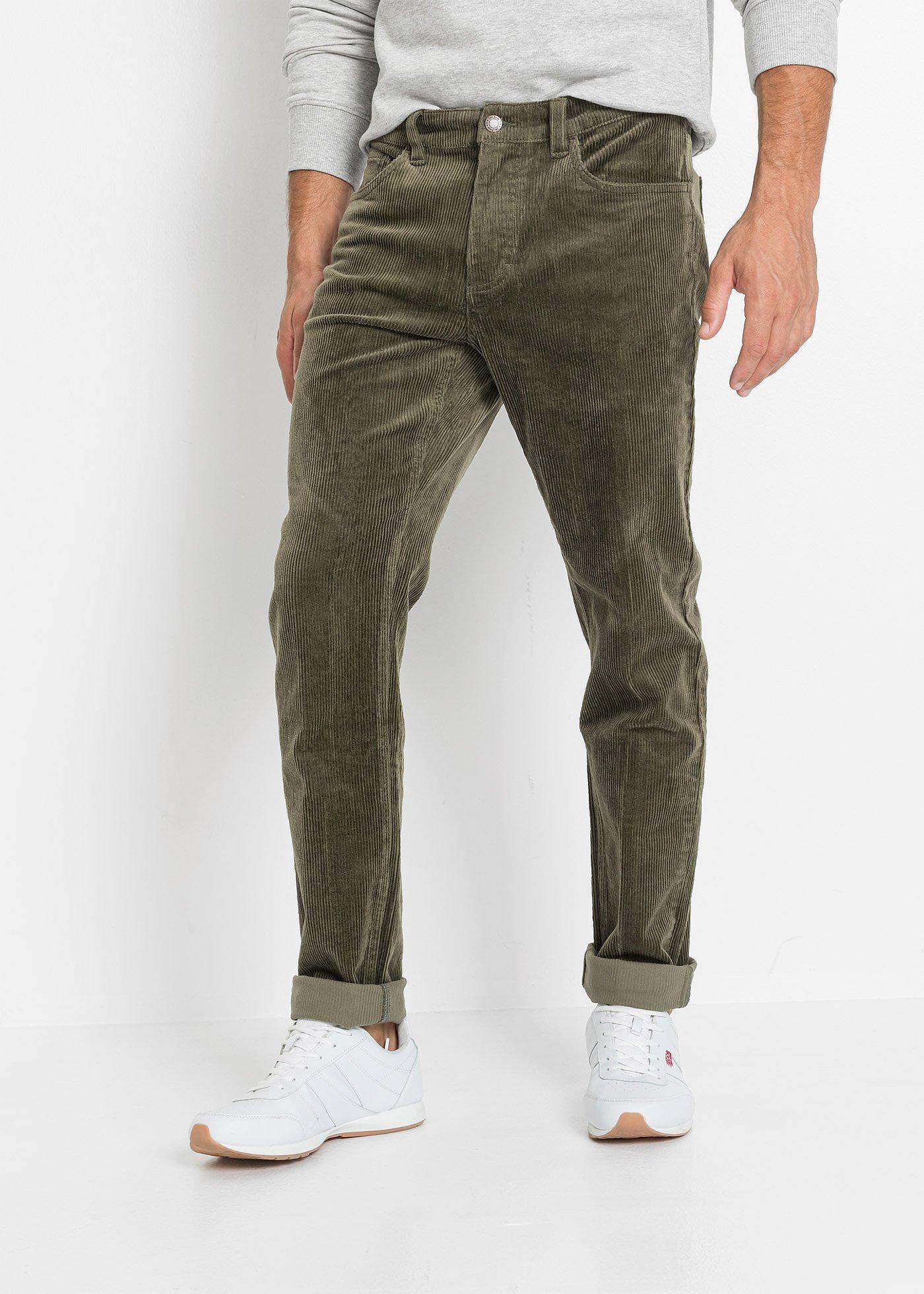 Spodnie sztruksowe ze stretchem w wygodnym fasonie Slim Ft - Bonprix