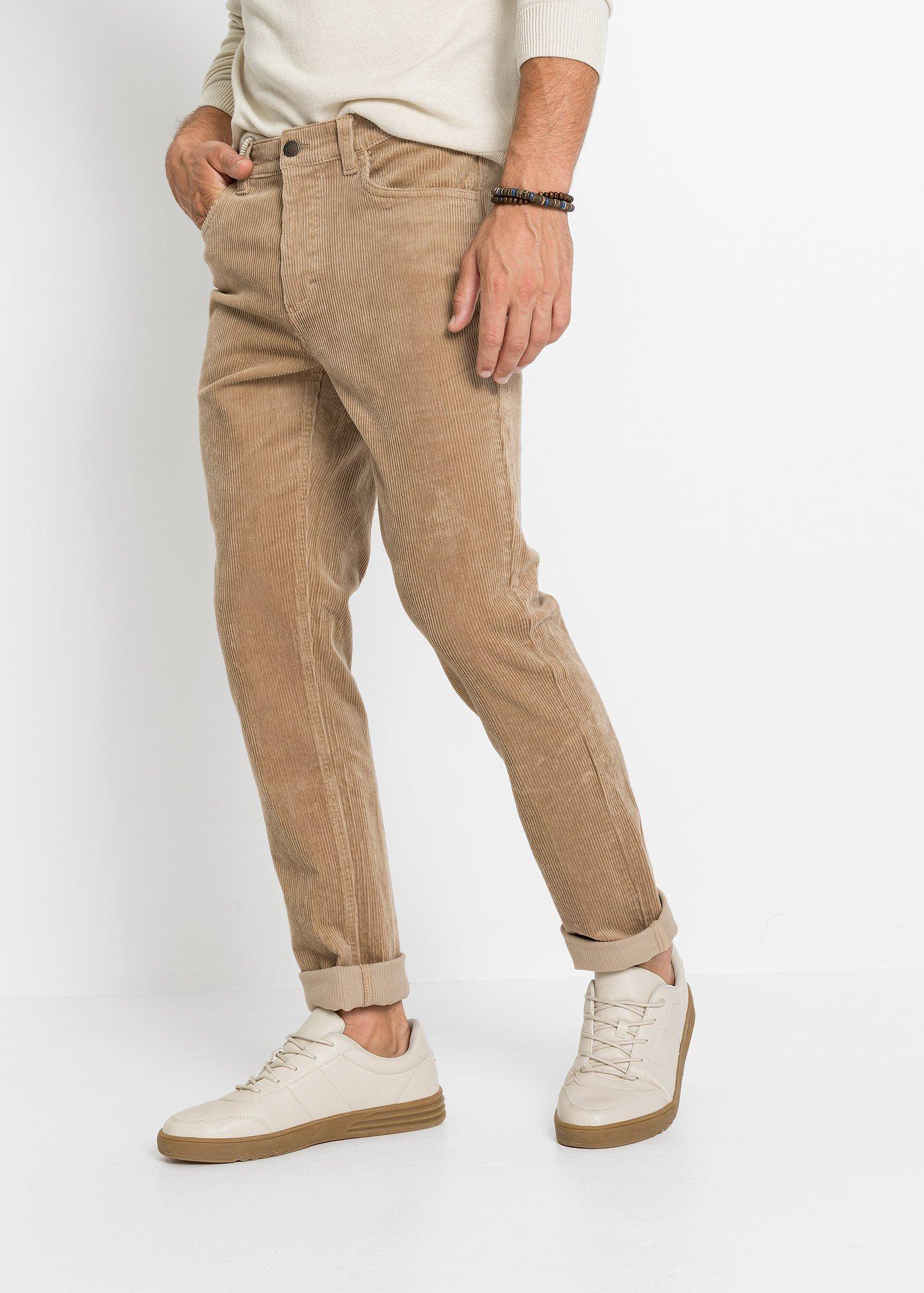 Spodnie sztruksowe ze stretchem w wygodnym fasonie Slim Ft - Bonprix