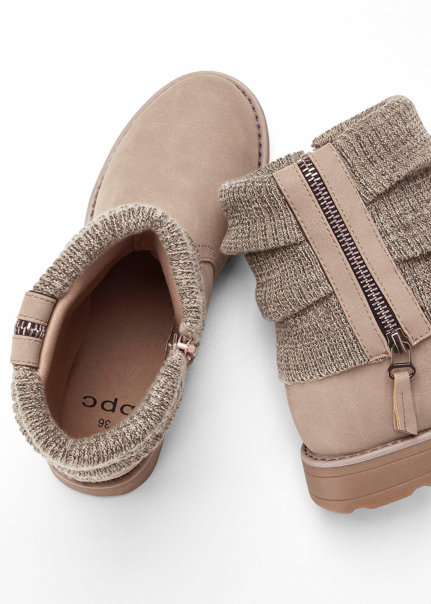 Botki z dzianinową wstawką - Bonprix