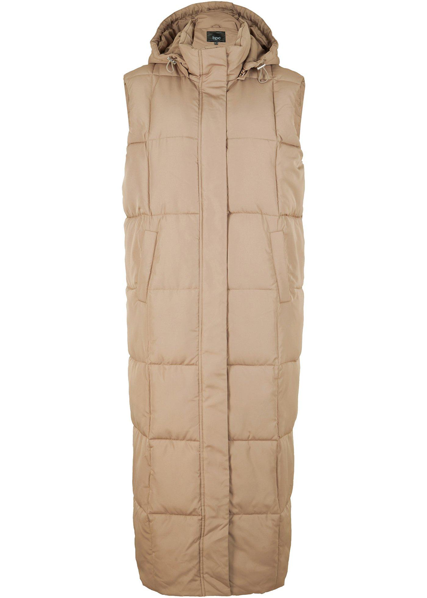Wattierte Puffer-Weste aus recyceltem Polyester in Maxilänge