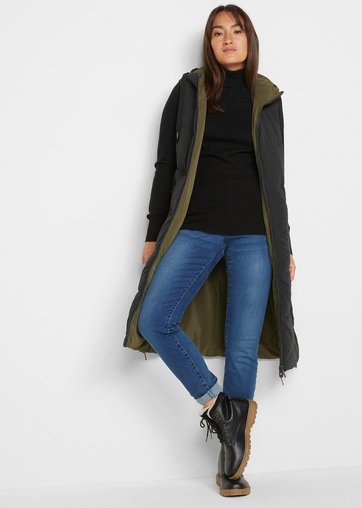 Kamizelka pikowana dwustronna, z kapturem, z poliestru z recyklingu - Bonprix