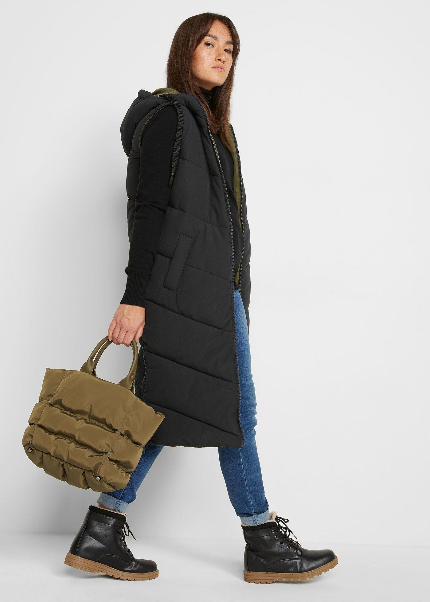 Kamizelka pikowana dwustronna, z kapturem, z poliestru z recyklingu - Bonprix