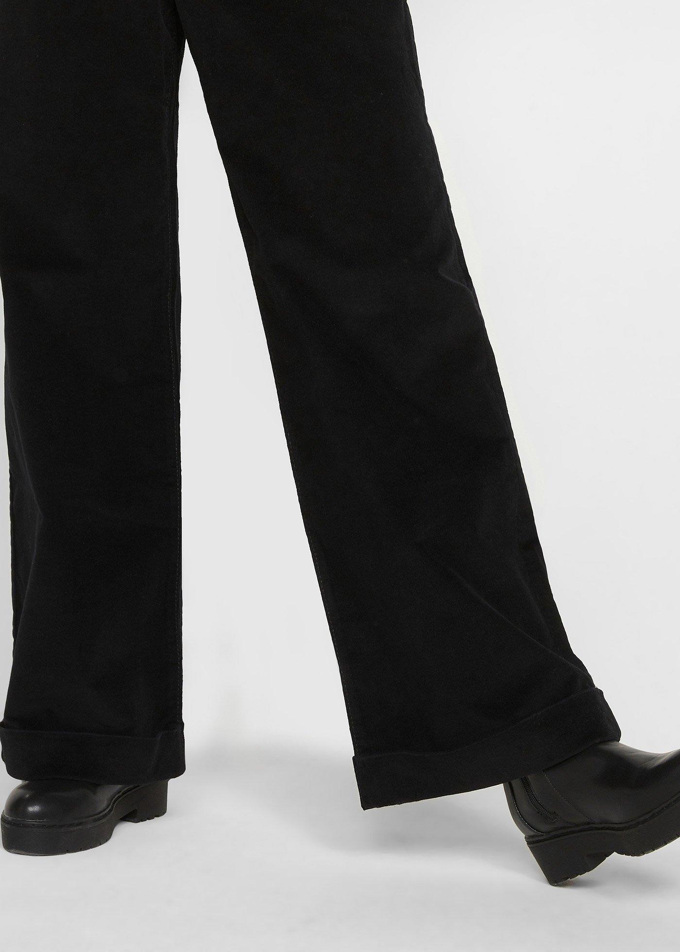 Szerokie spodnie sztruksowe ze stretchem, high-waist - Bonprix