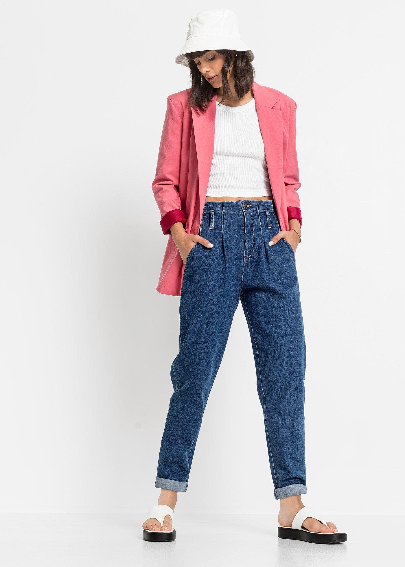 Dżinsy Mom, high waist, ze stretchem - Bonprix