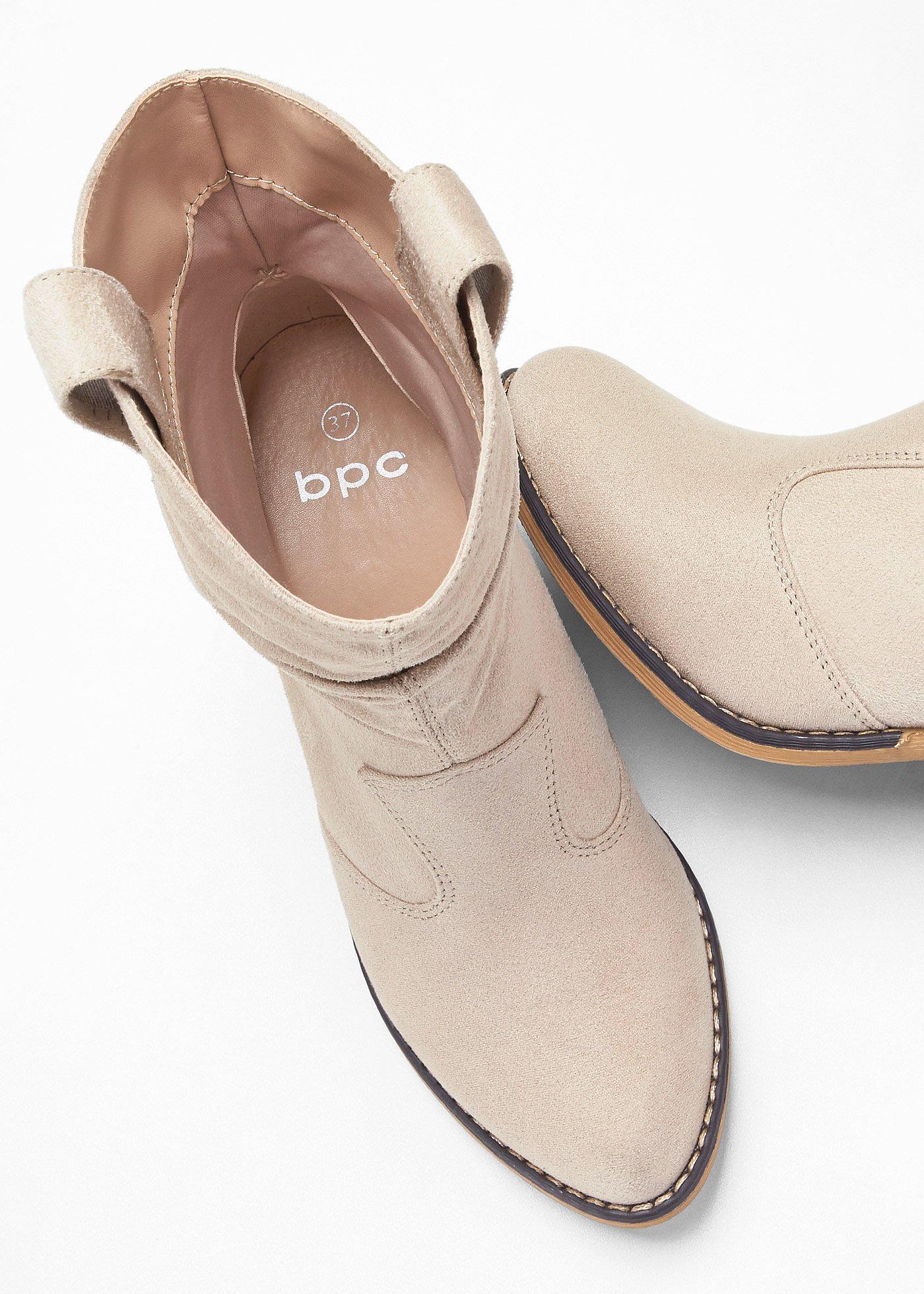 Botki kowbojki z marszczoną cholewką - Bonprix