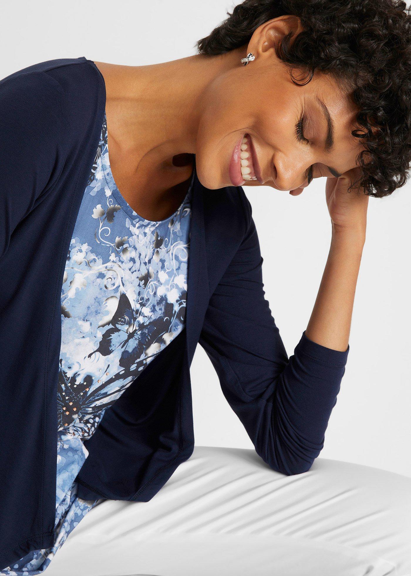 Shirt 2 w 1 z nadrukiem - Bonprix