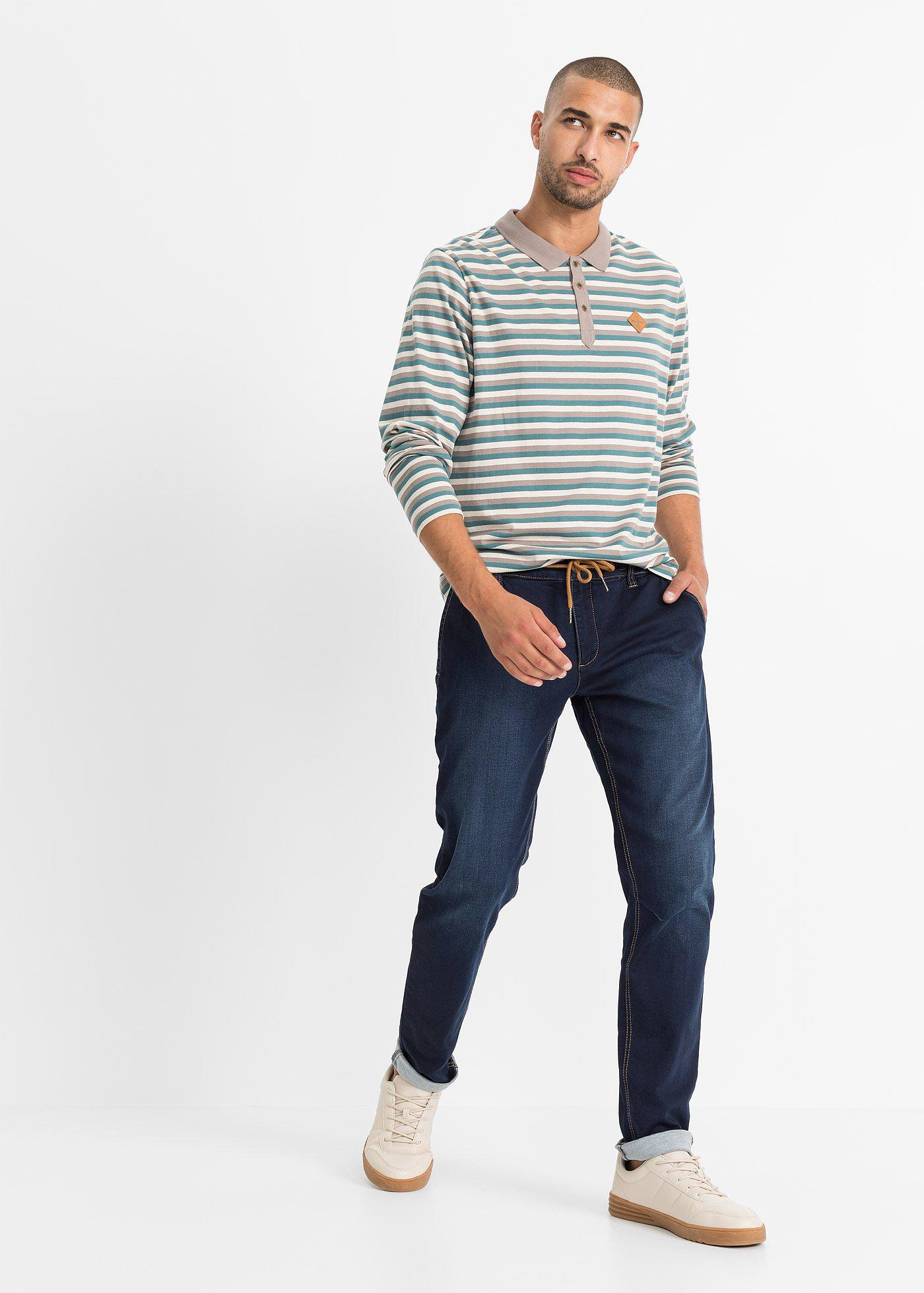 Joggery dżinsowe regular fit z wygodną talią, tapered - Bonprix